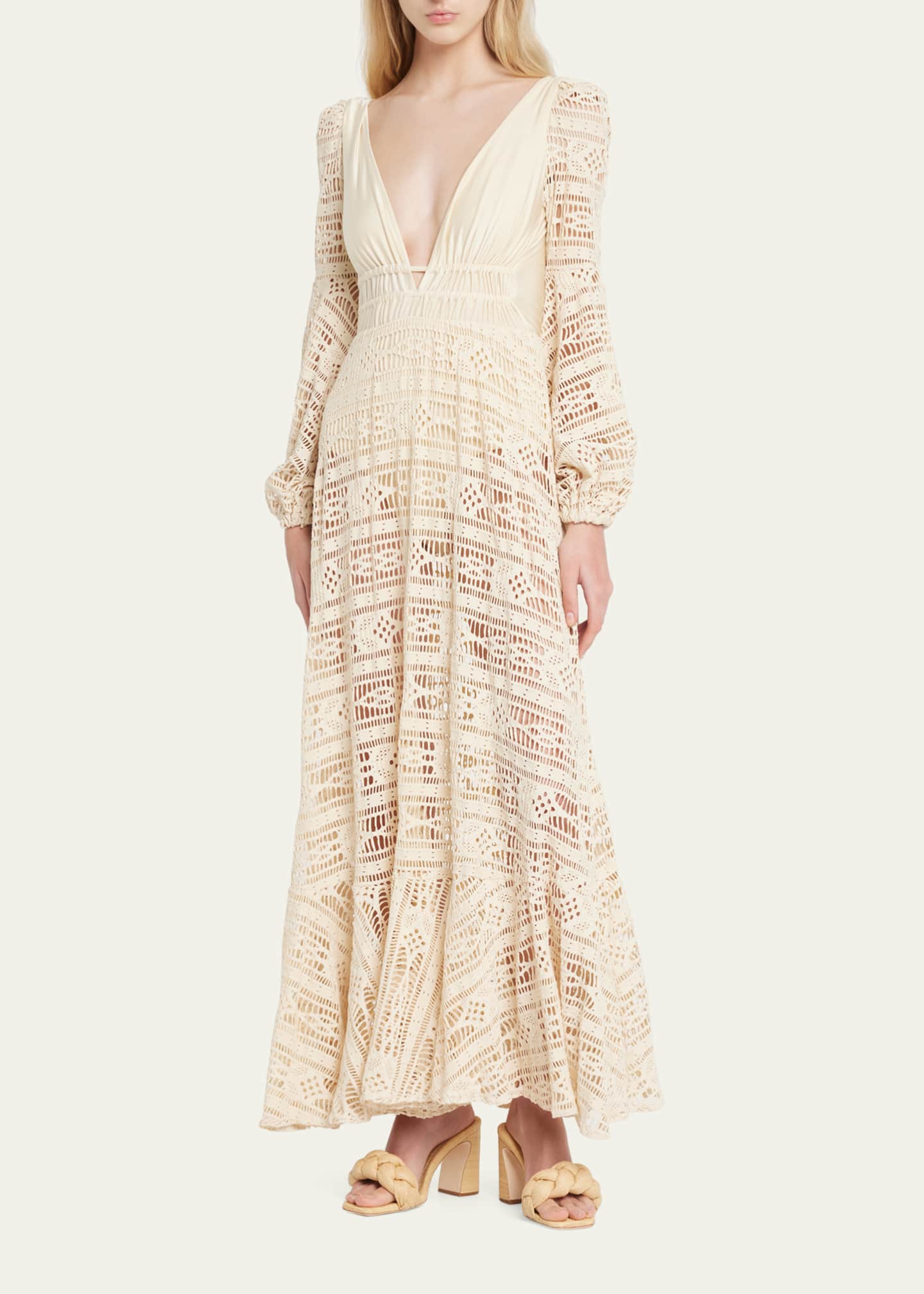 PatBO Crochet Deep VNeck Beach Dress Bergdorf Goodman