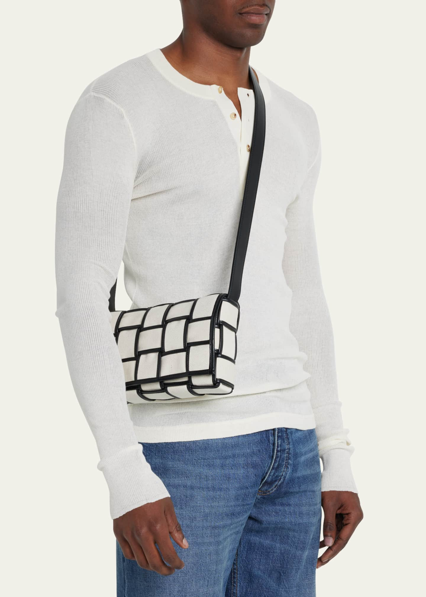 White Cassette canvas and leather cross-body bag