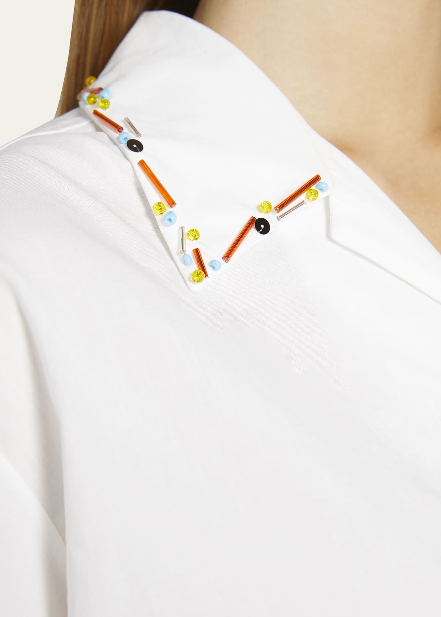 Marni Cropped Bowling Shirt with Beaded Collar Detail Bergdorf Goodman
