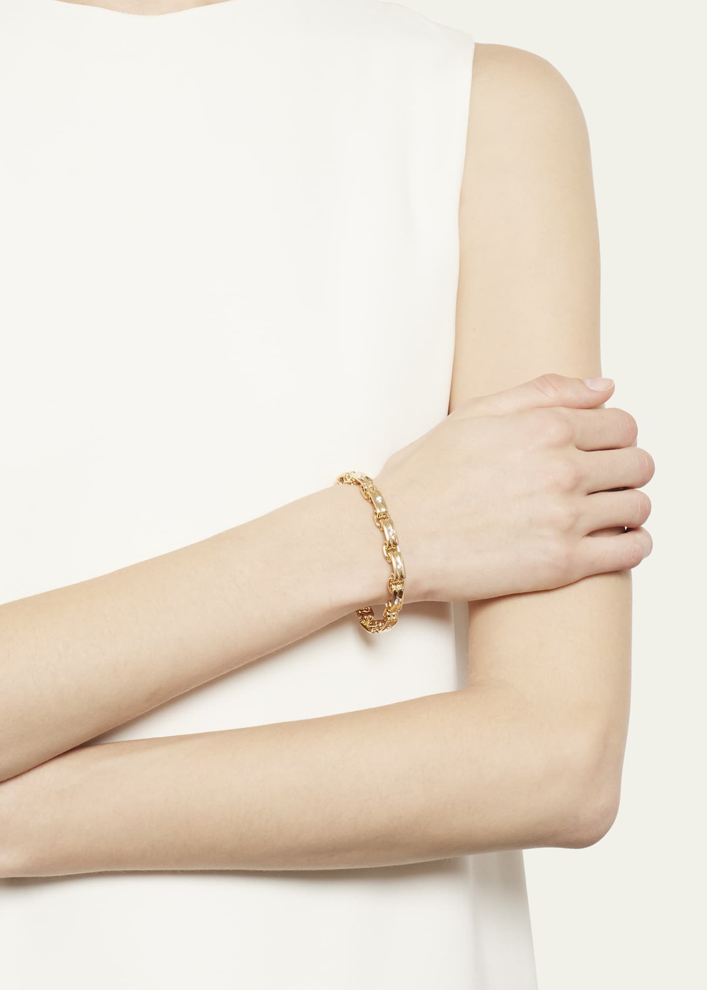 Brent Neale 18K Yellow Gold Narrow Link Diamond Bracelet Image 2 of 4
