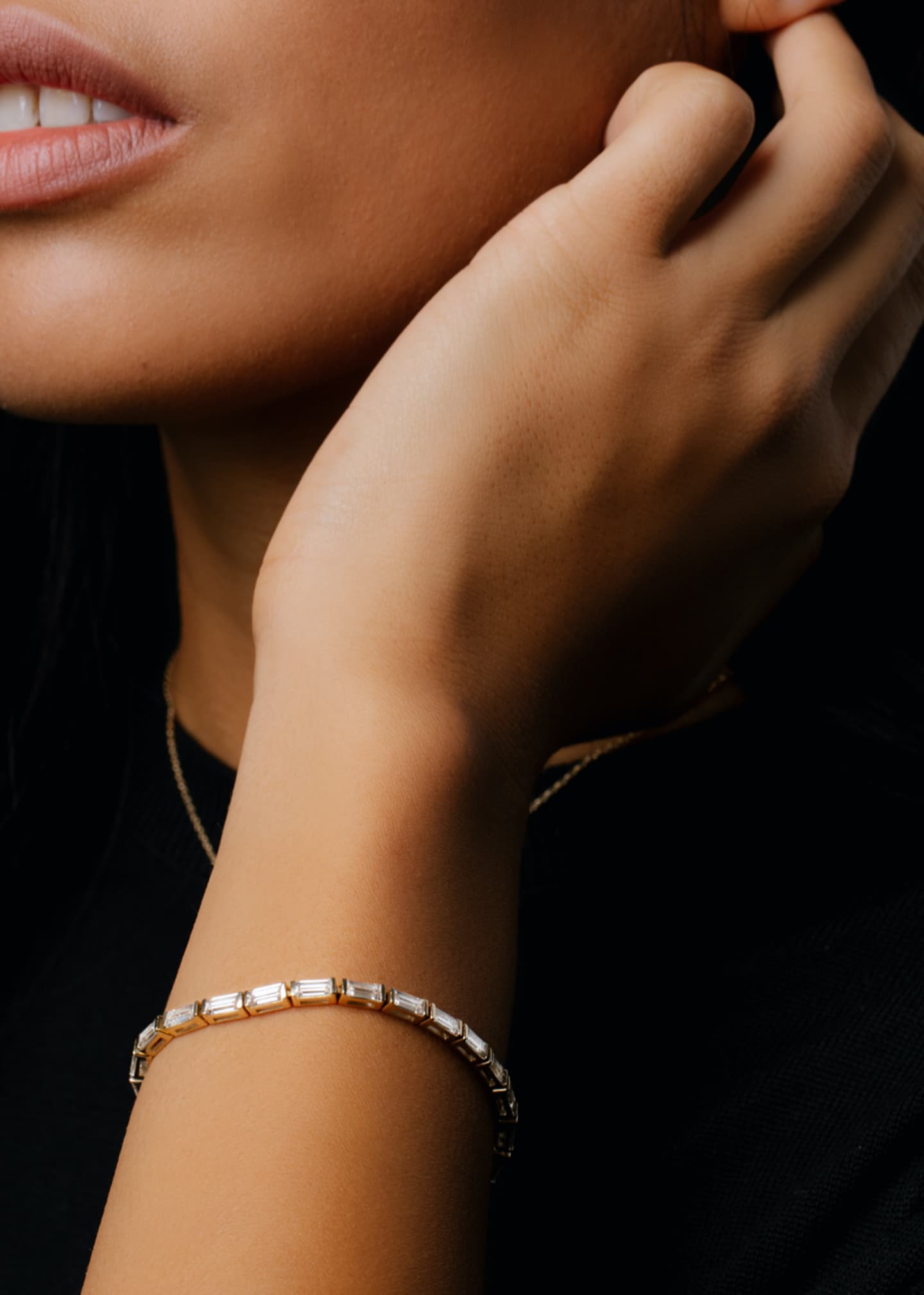 14K Baguette Lab Created/VRAI Created Diamond Tennis Bracelet