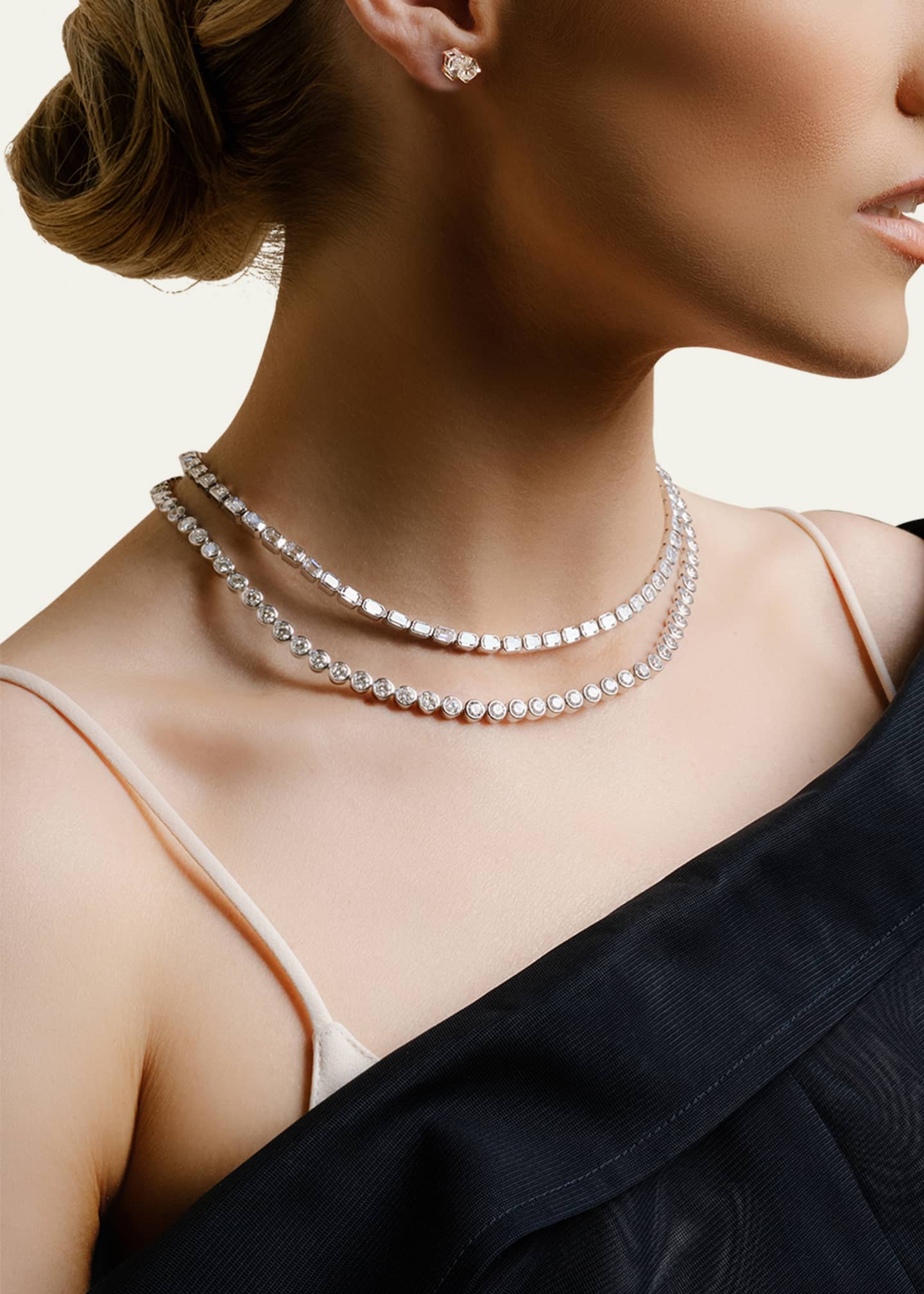 VRAI 14K White Gold Celestial Double Strand Lab Created/VRAI Created Diamond Tennis Necklace