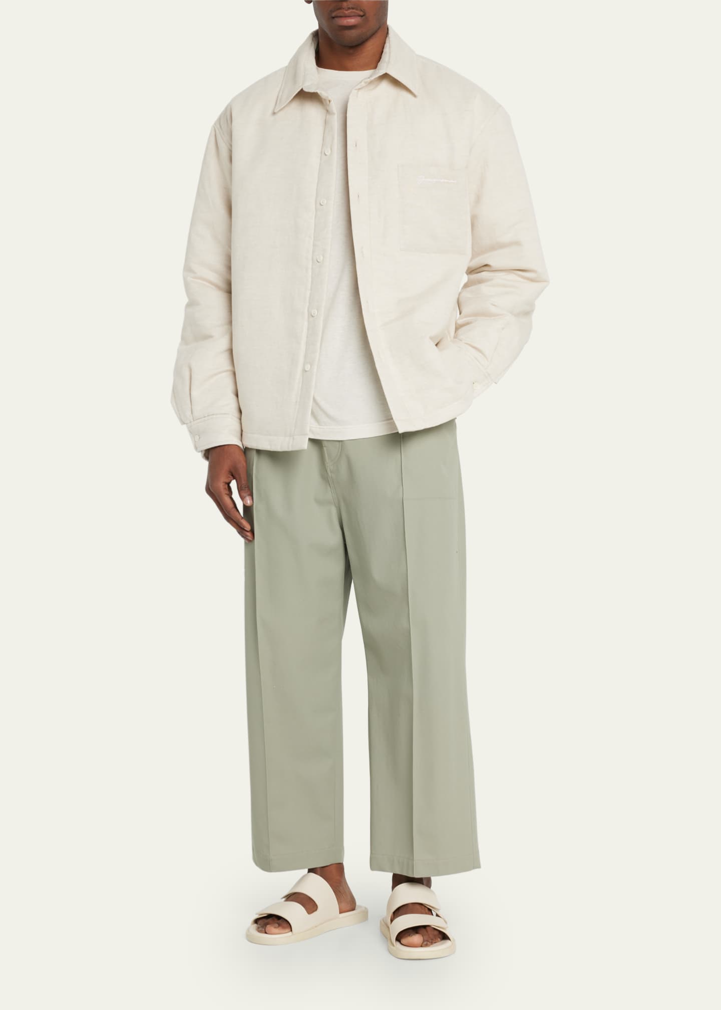Jacquemus Men s Padded Linen Blend Shirt Jacket