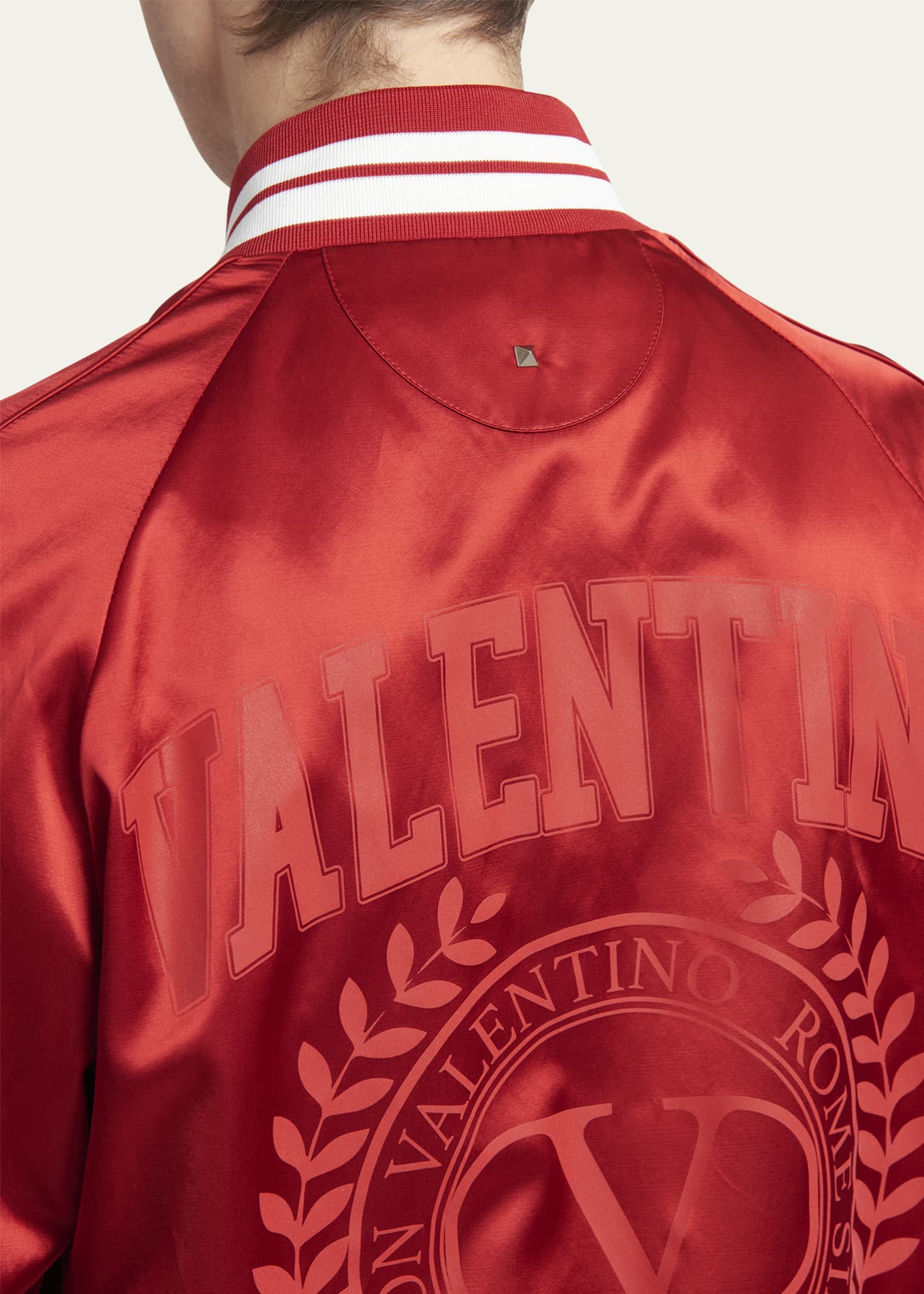 Valentino Garavani Men s Satin Collegiate Logo Souvenir Jacket