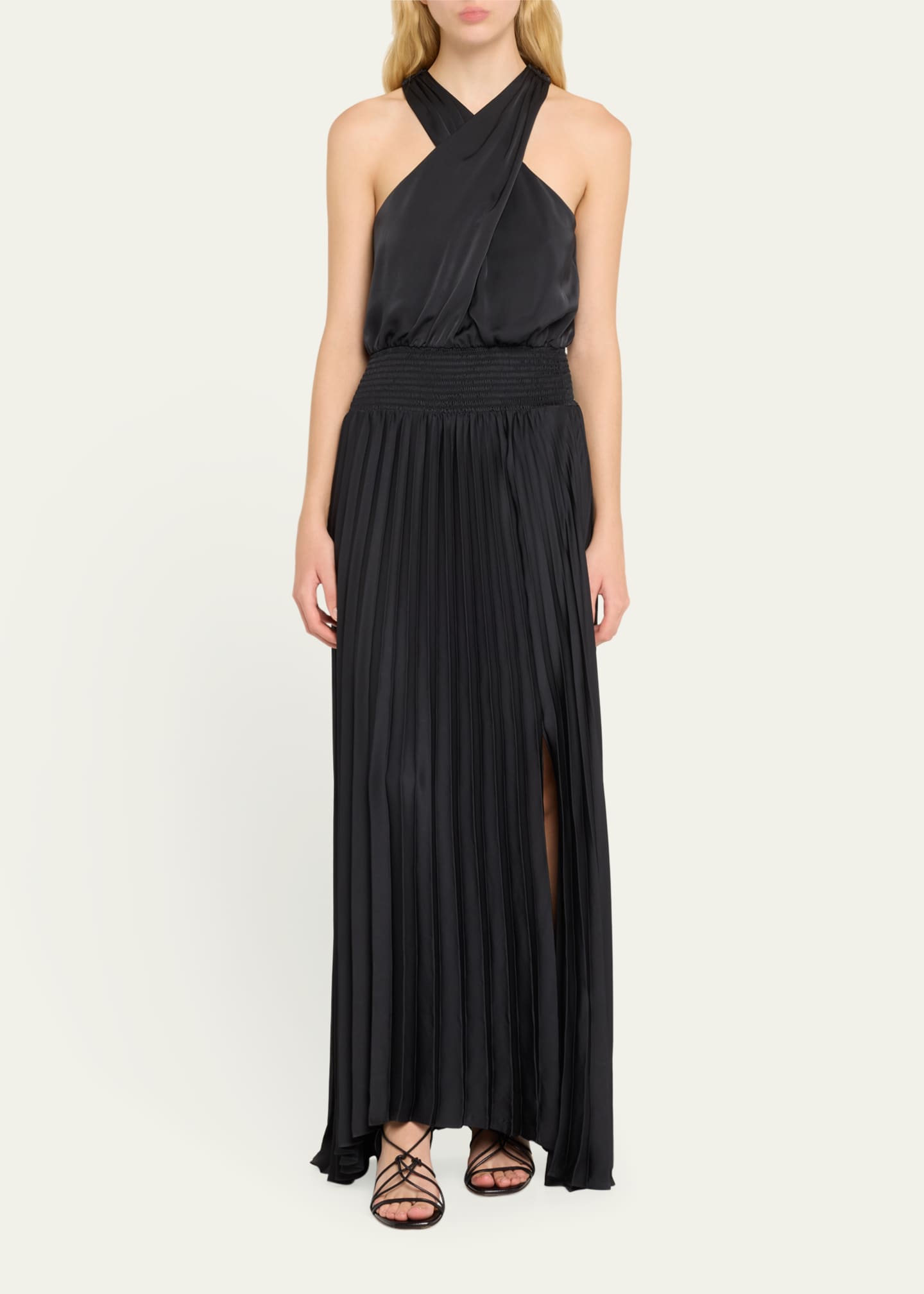 Ramy Brook Arina Pleated Halter Midi Dress - Bergdorf Goodman
