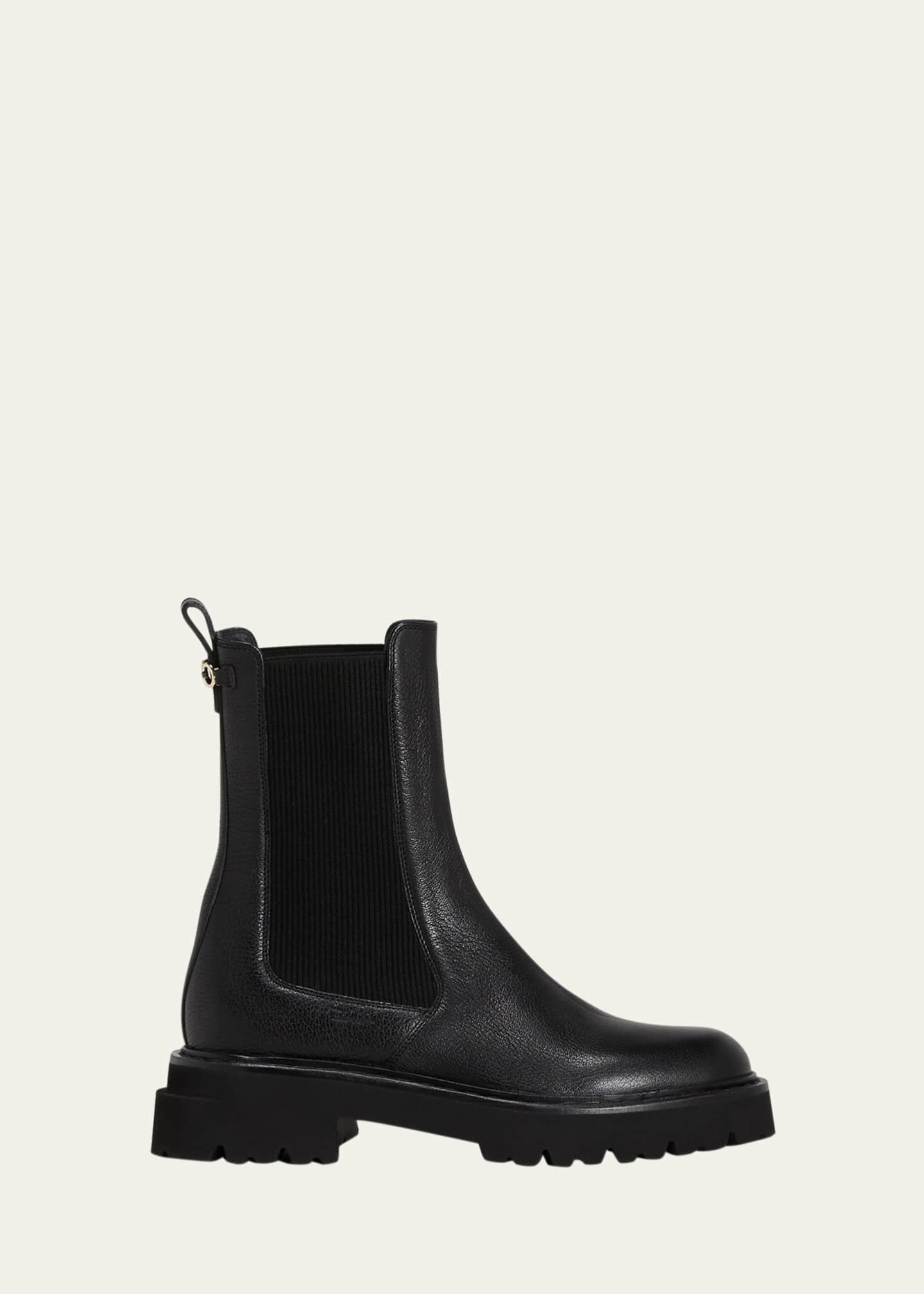 Ferragamo Oderico Leather Chelsea Moto Booties