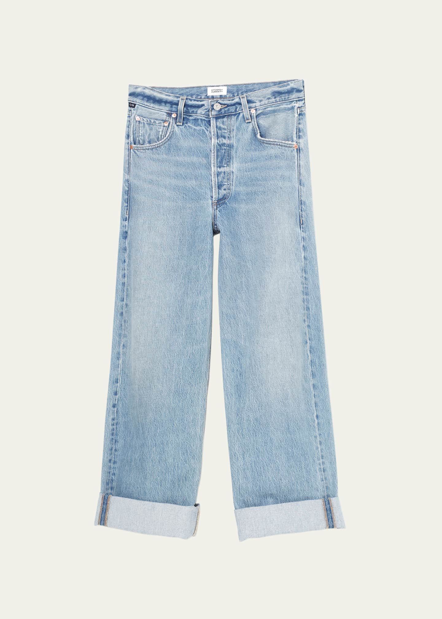 Cuffed cropped jeans top