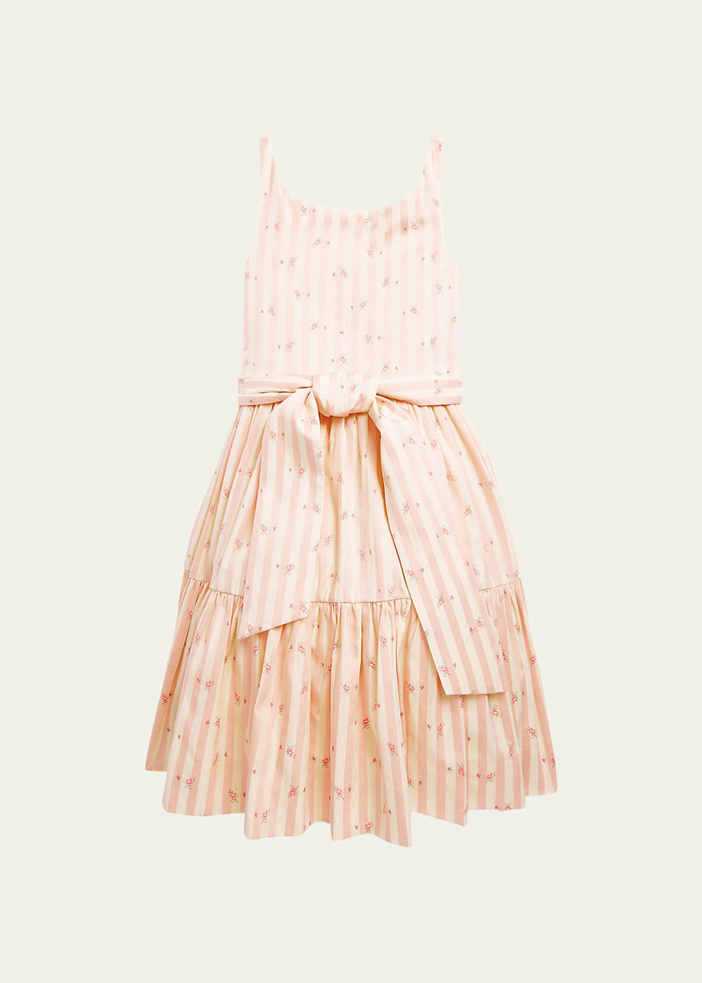 Ralph Lauren Childrenswear Girl's Striped Floral-Print Tiered Dress, Size 5- 6X - Bergdorf Goodman