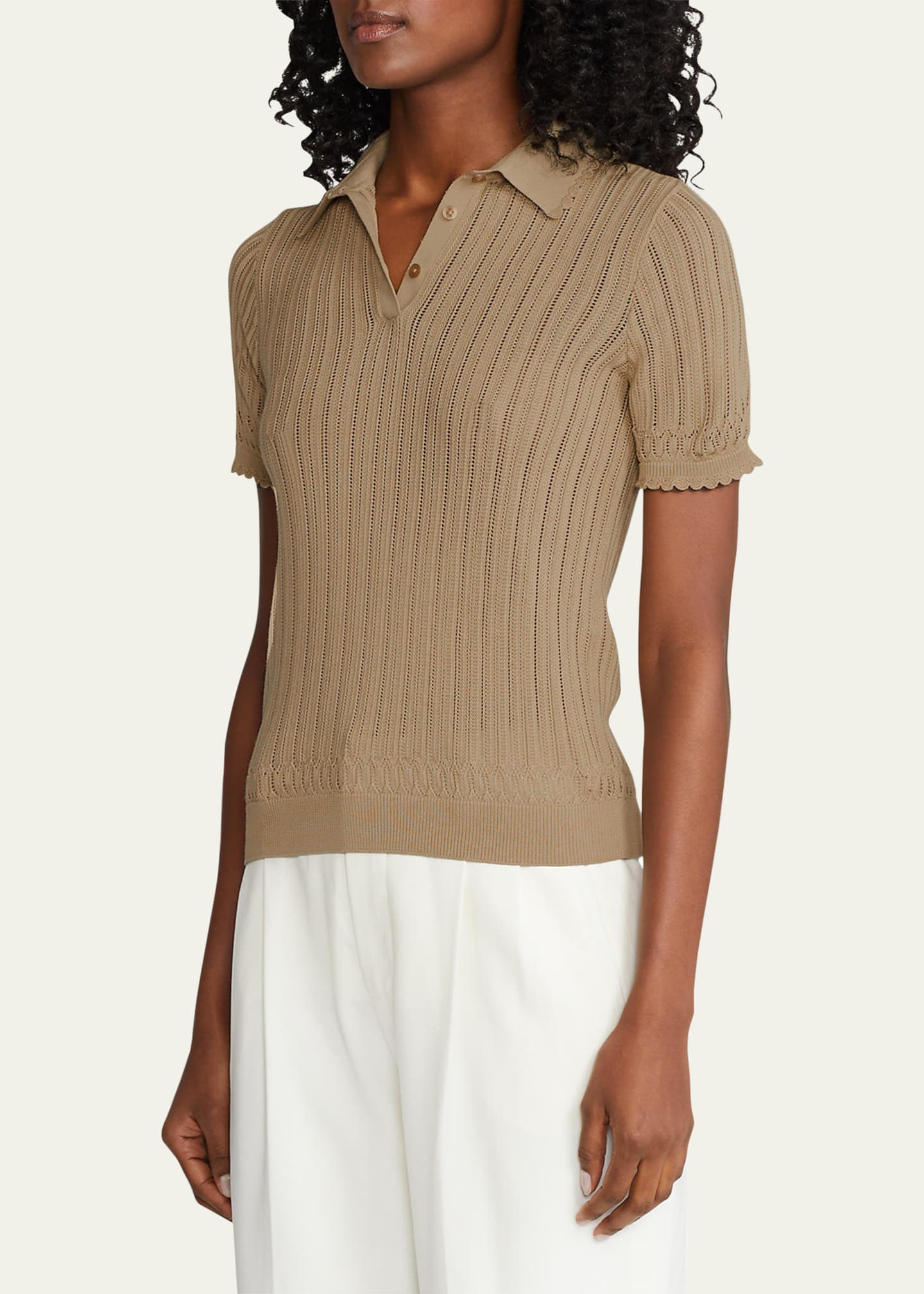 Ralph Lauren Collection Short-Sleeve Polo Sweater - Bergdorf Goodman