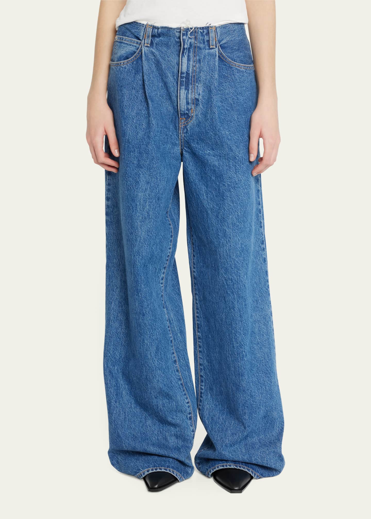 SLVRLAKE Taylor Wide Pleated Jeans Bergdorf Goodman
