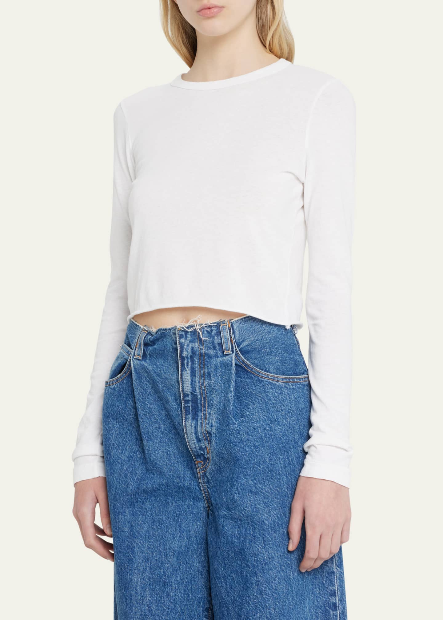 SLVRLAKE Long Sleeve Cropped Baby Tee Bergdorf Goodman
