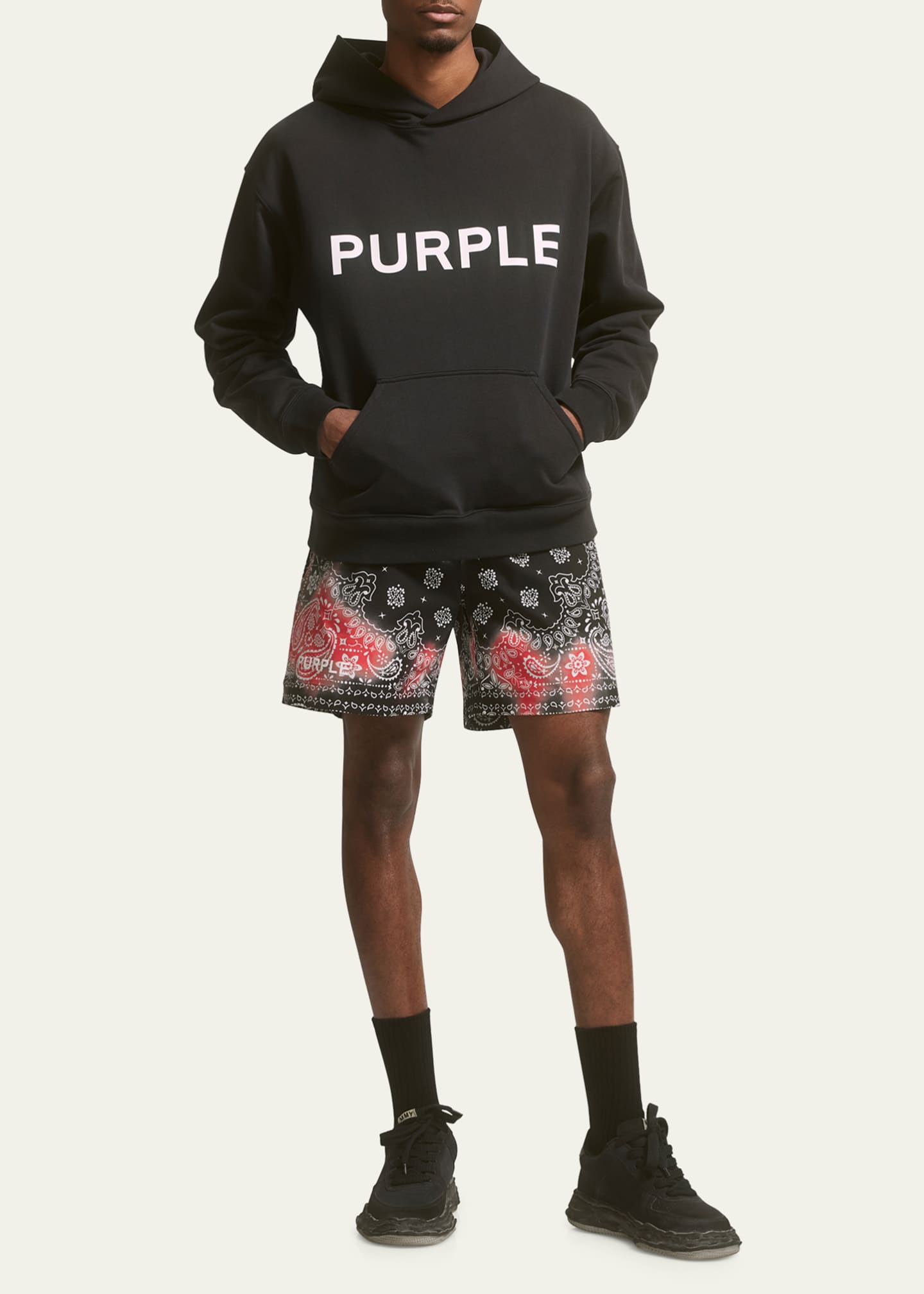 PURPLE Men's BandanaPrint Swim Shorts Bergdorf Goodman