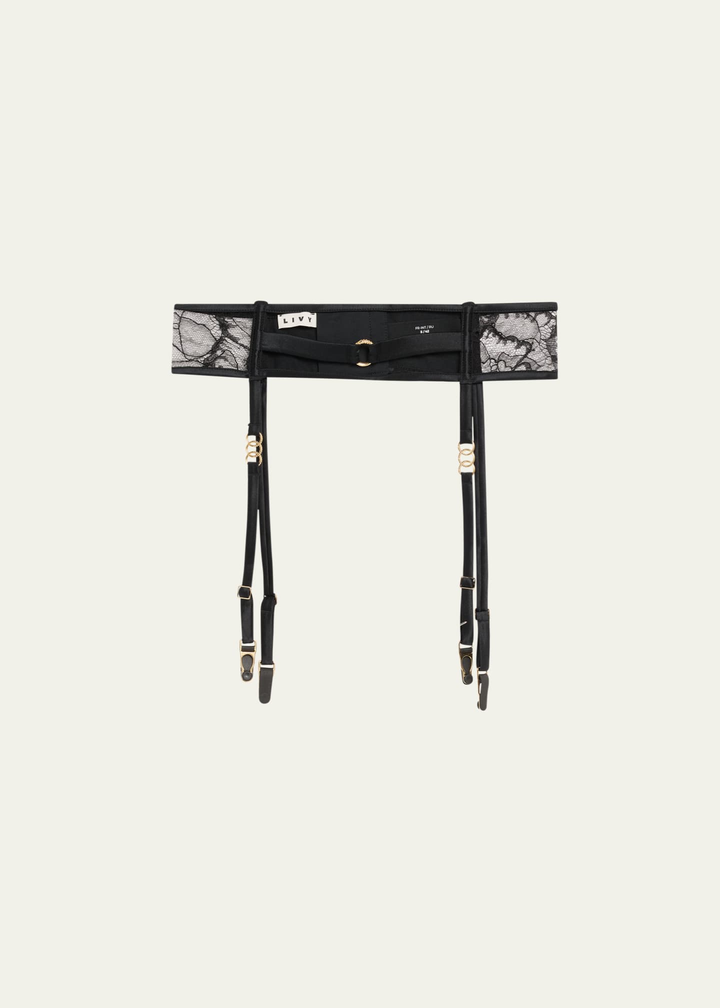 Livy Adorn Lace & Silk Satin Suspender Belt Image 1 of 2