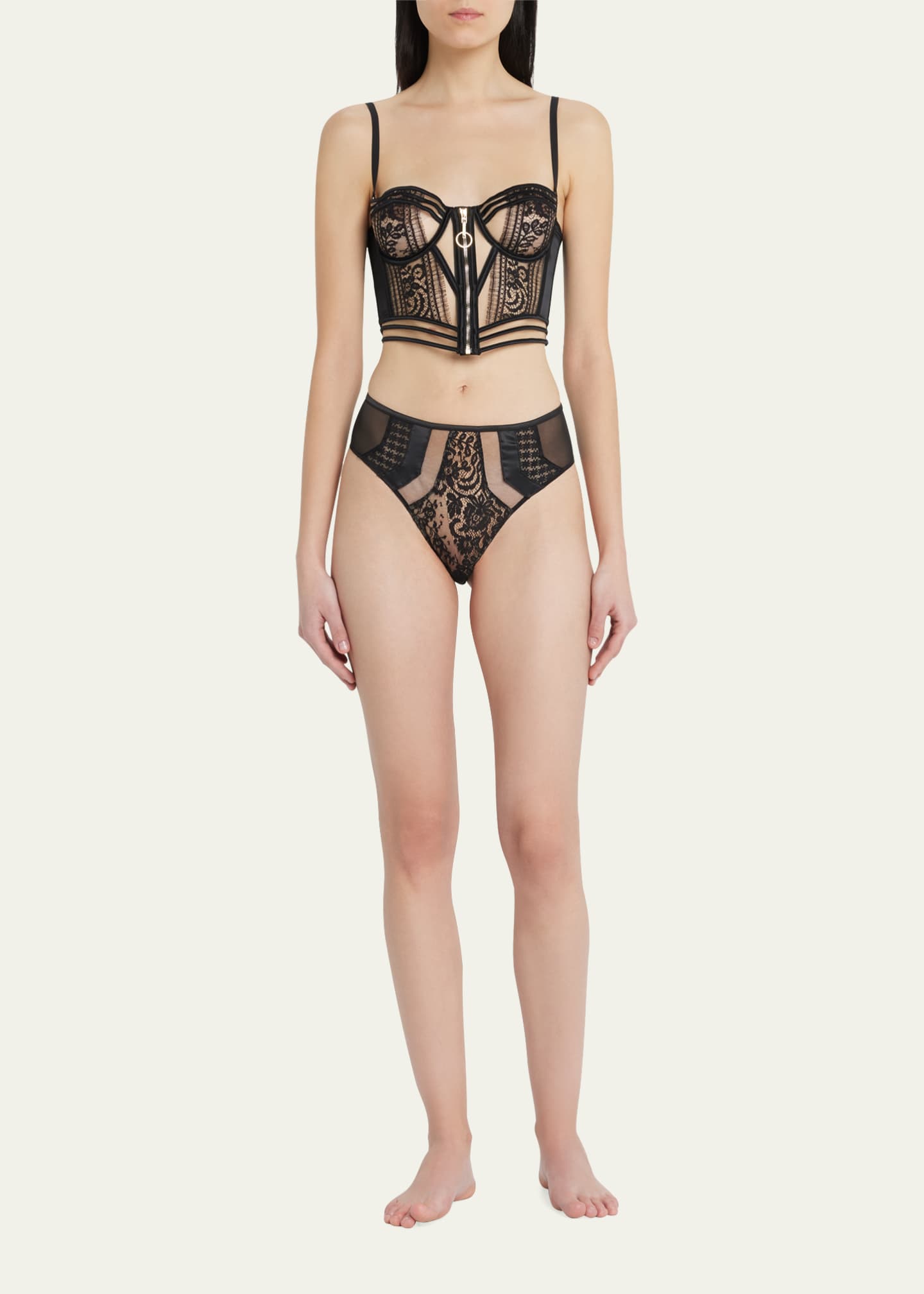 Livy Macy High-Rise Lace & Mesh Briefs Image 2 of 4