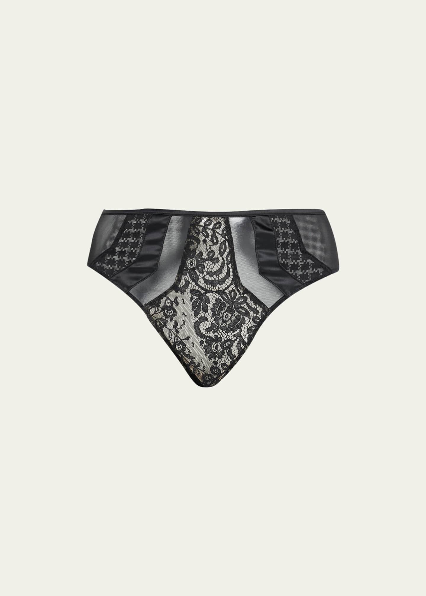 Livy Macy High-Rise Lace & Mesh Briefs Image 1 of 4