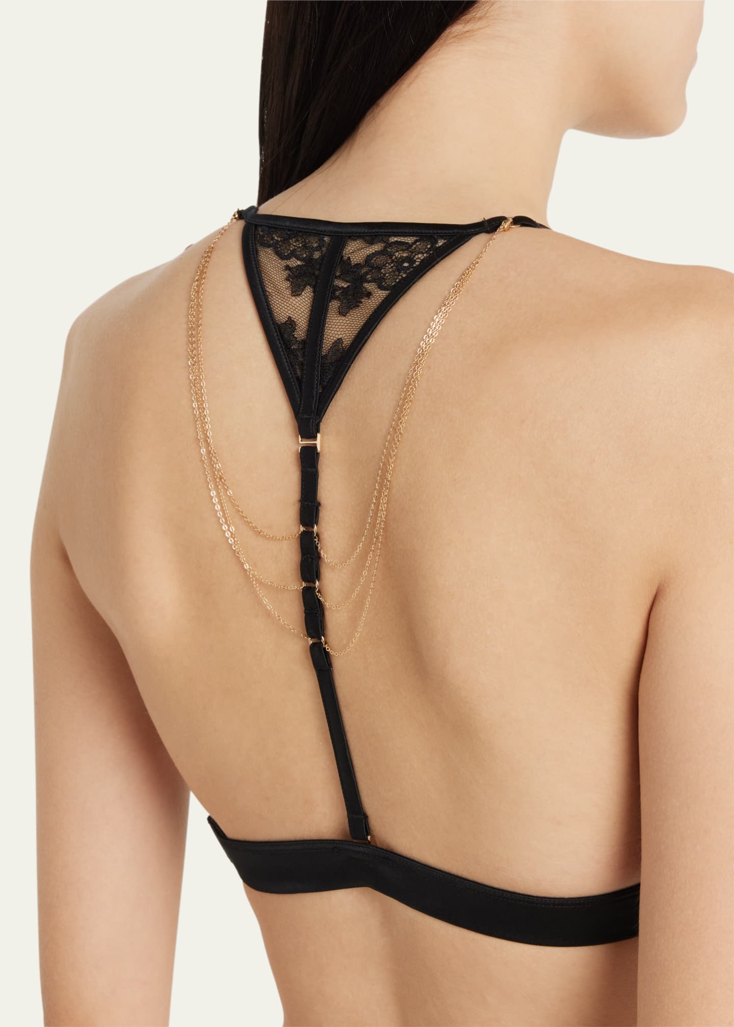 Livy Lilas Chain-Embellished Lace & Silk Bralette - Bergdorf Goodman