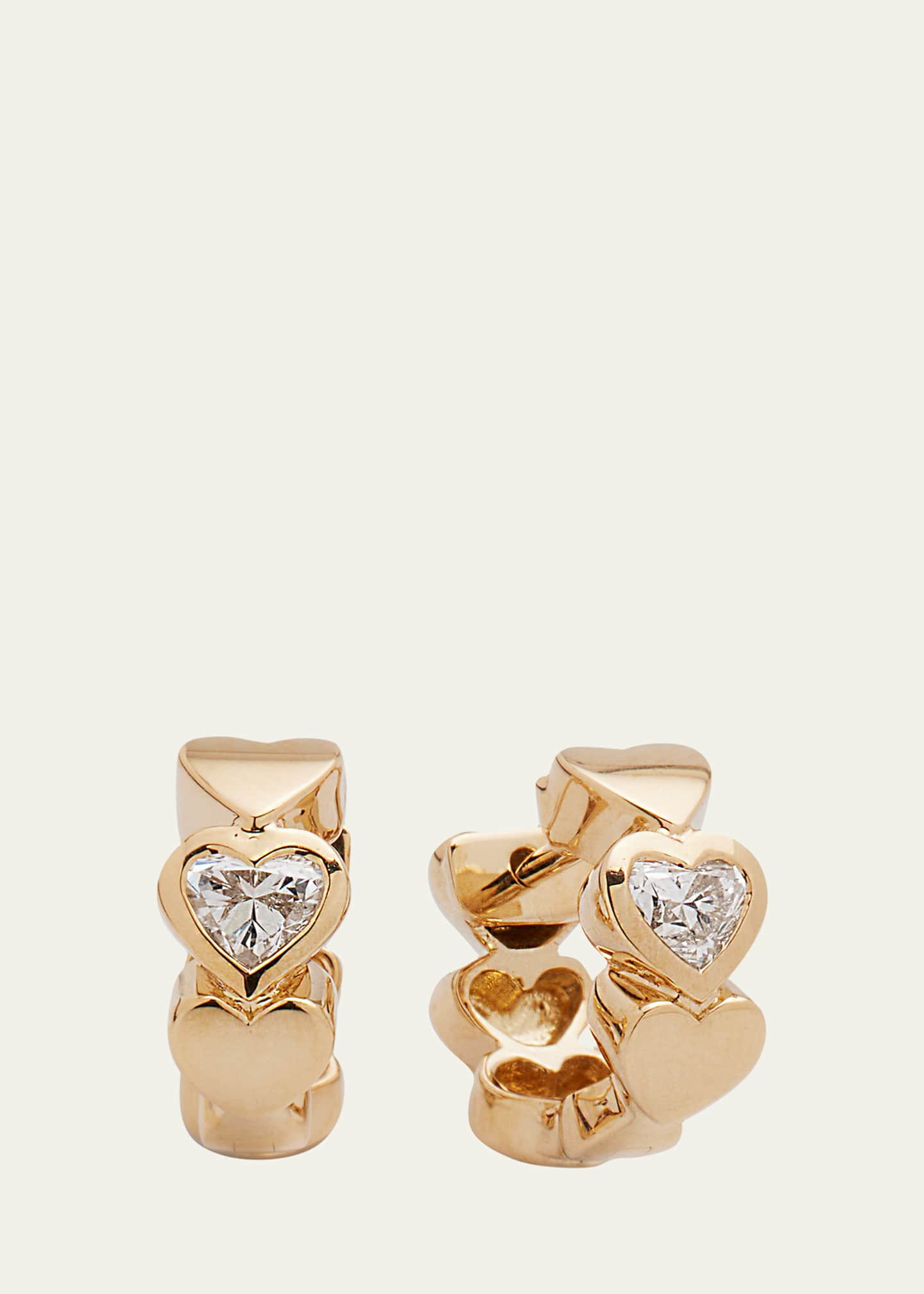 Sydney Evan 14k Gold Diamond Hearts Hoop Earrings Image 1 of 4