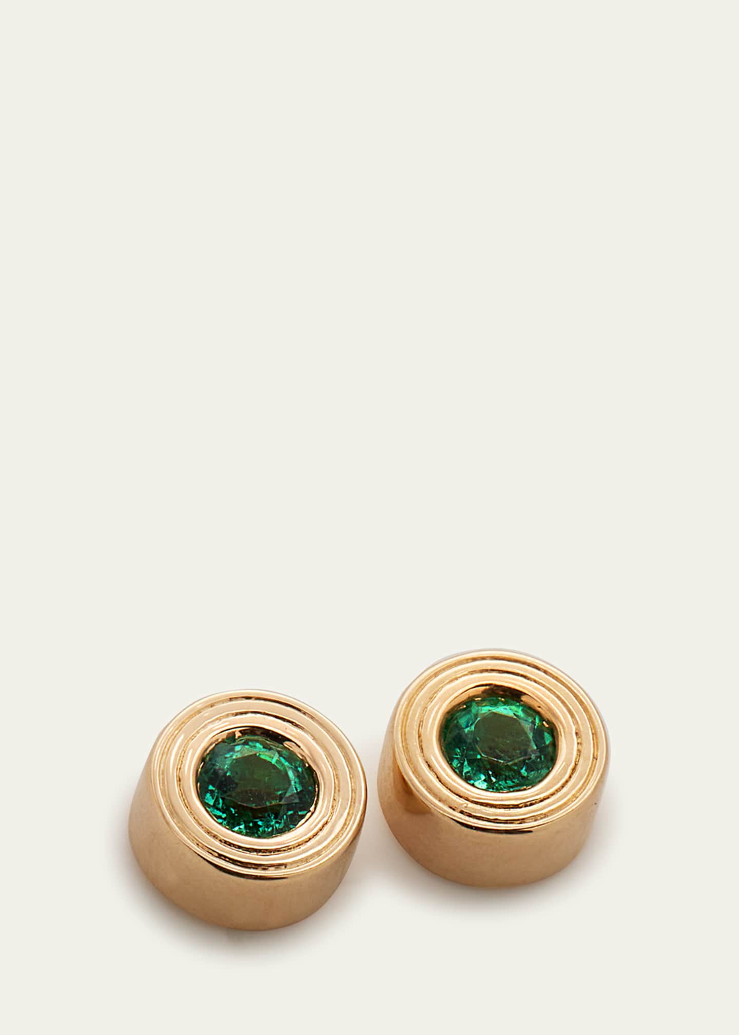 Sydney Evan 14k Yellow Gold Fluted Emerald Stud Earrings Image 3 of 4
