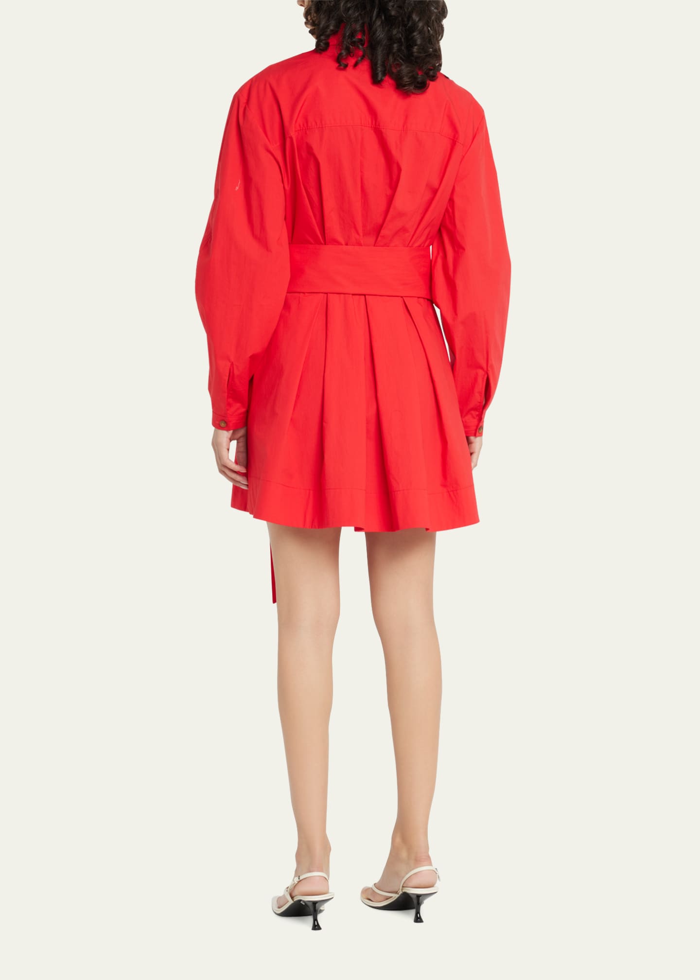 Toccin Belted PuffSleeve Poplin Mini Shirtdress Bergdorf Goodman