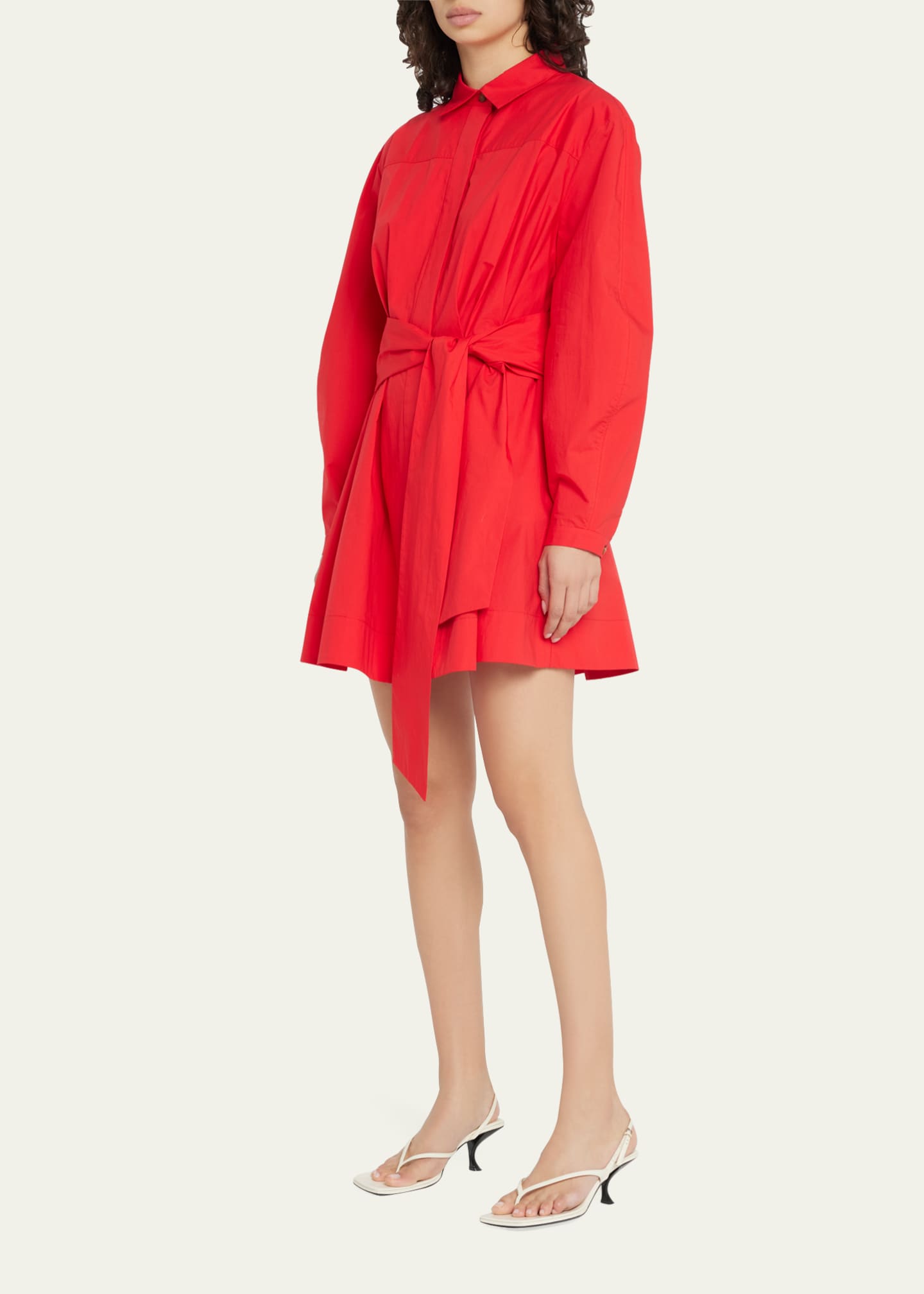 Toccin Belted PuffSleeve Poplin Mini Shirtdress Bergdorf Goodman