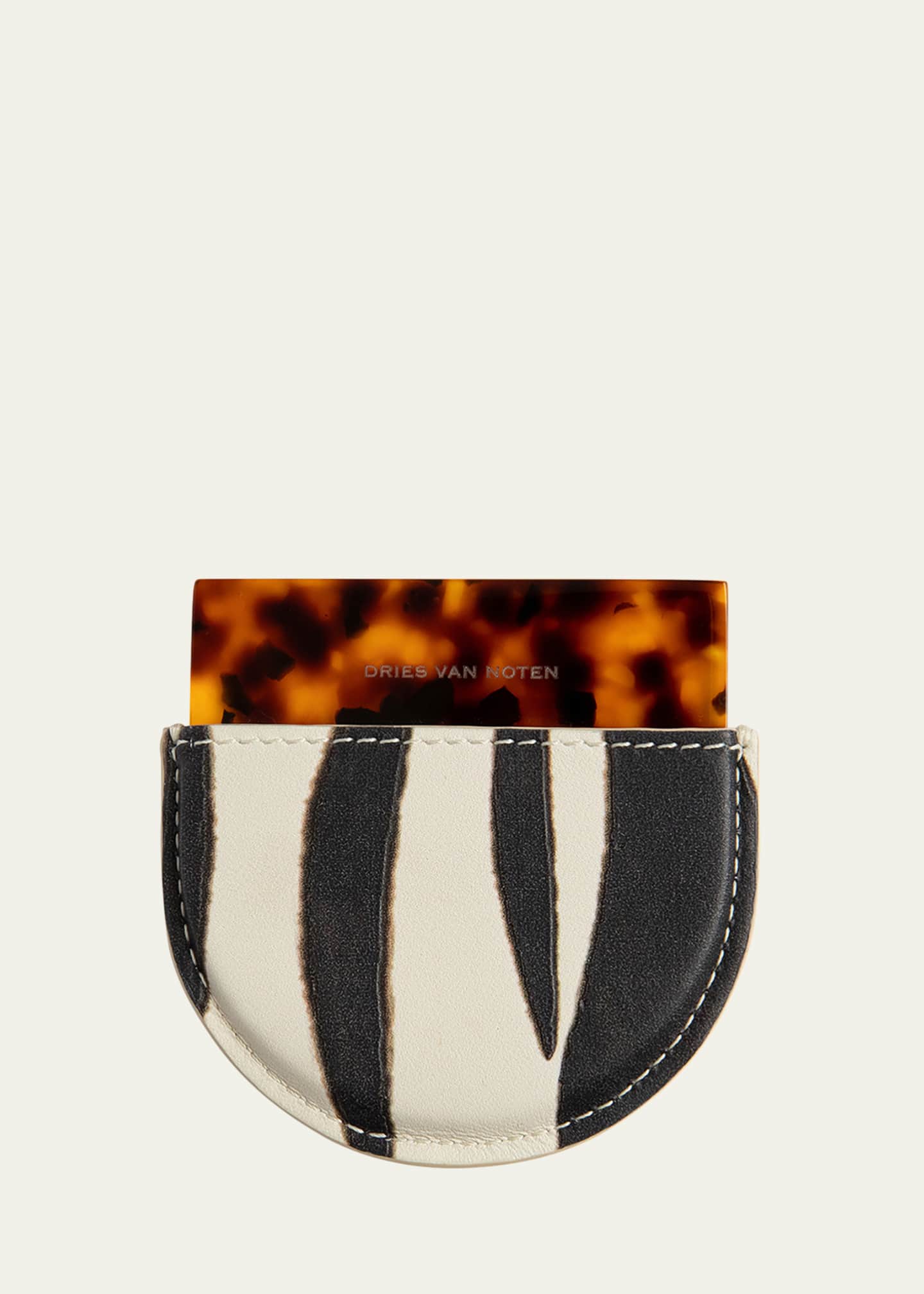Dries Van Noten Zebra Print and Tortoiseshell Handheld Mirror Image 1 of 3