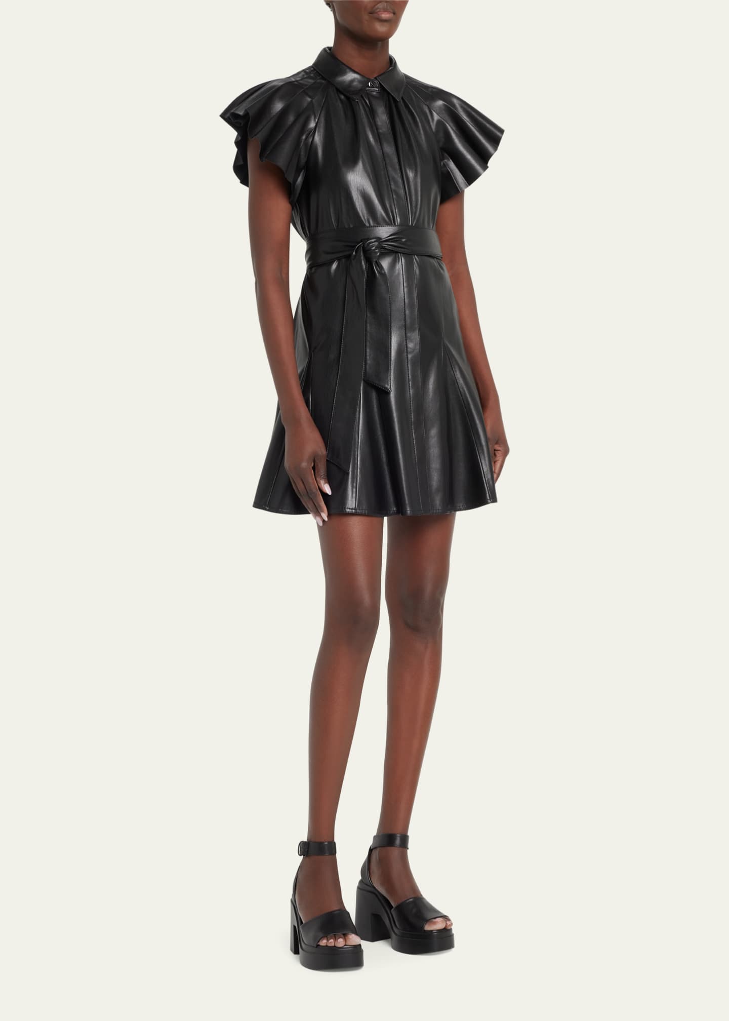 knee length dresses for ladies Black Faux Leather Sleeveless Bodycon Mini Dress