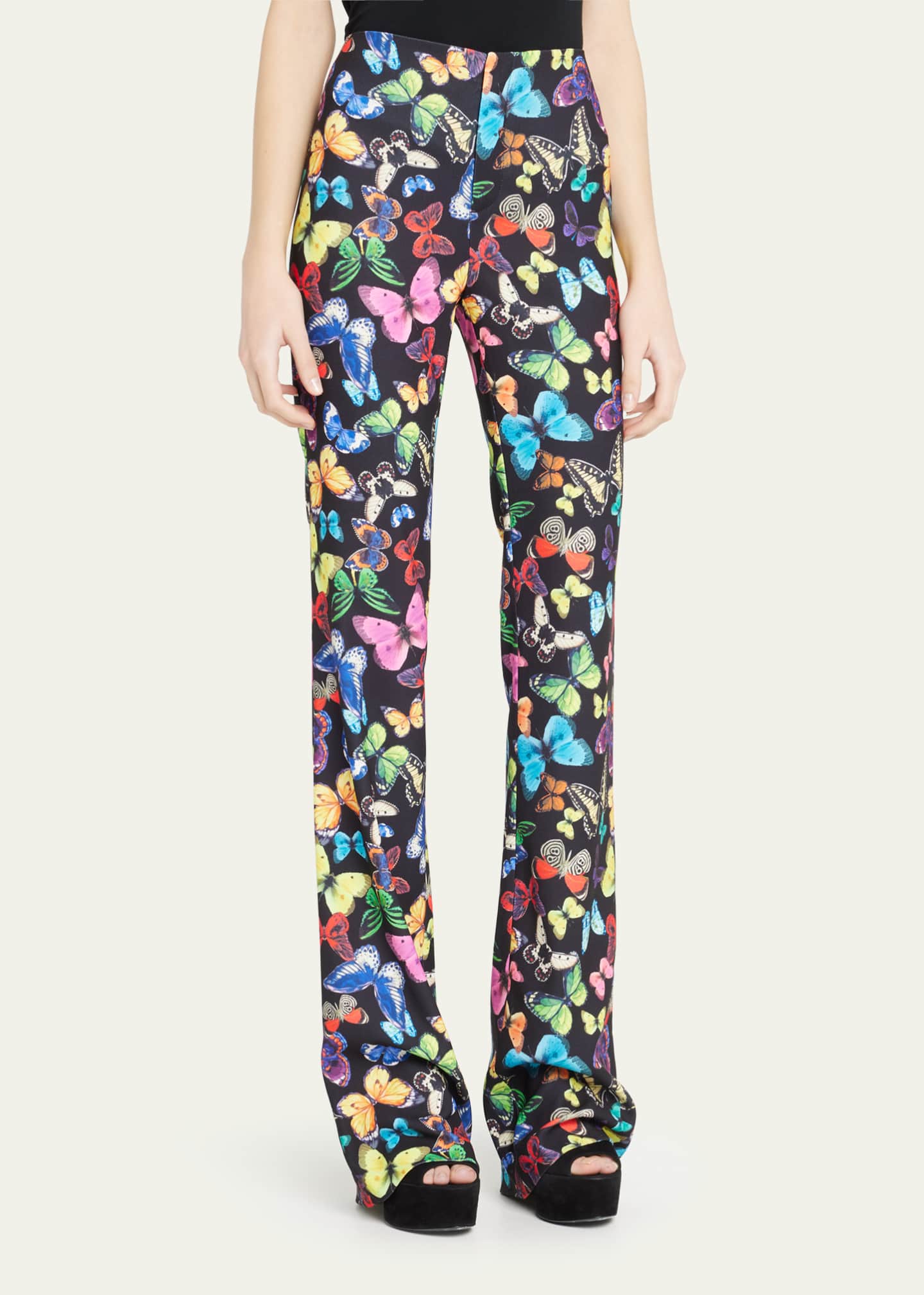 Alice + Olivia Teeny Butterfly FitFlare Bootcut Pants Bergdorf Goodman