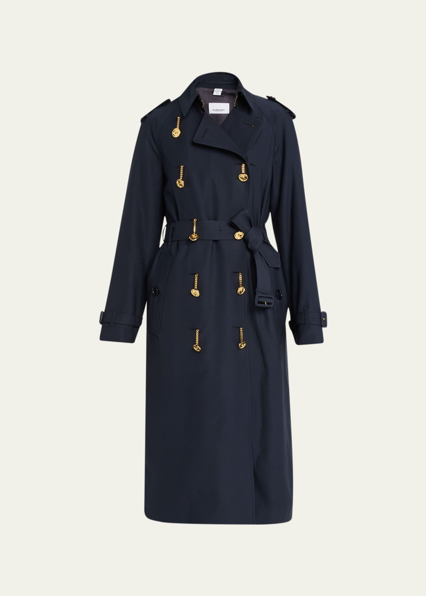 Burberry Trench Coat with Chain Button Detail Bergdorf