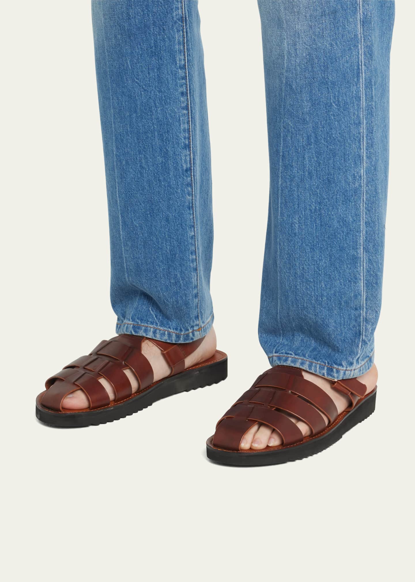 GRENSON Men's Quincy Leather Fisherman Sandals Bergdorf Goodman