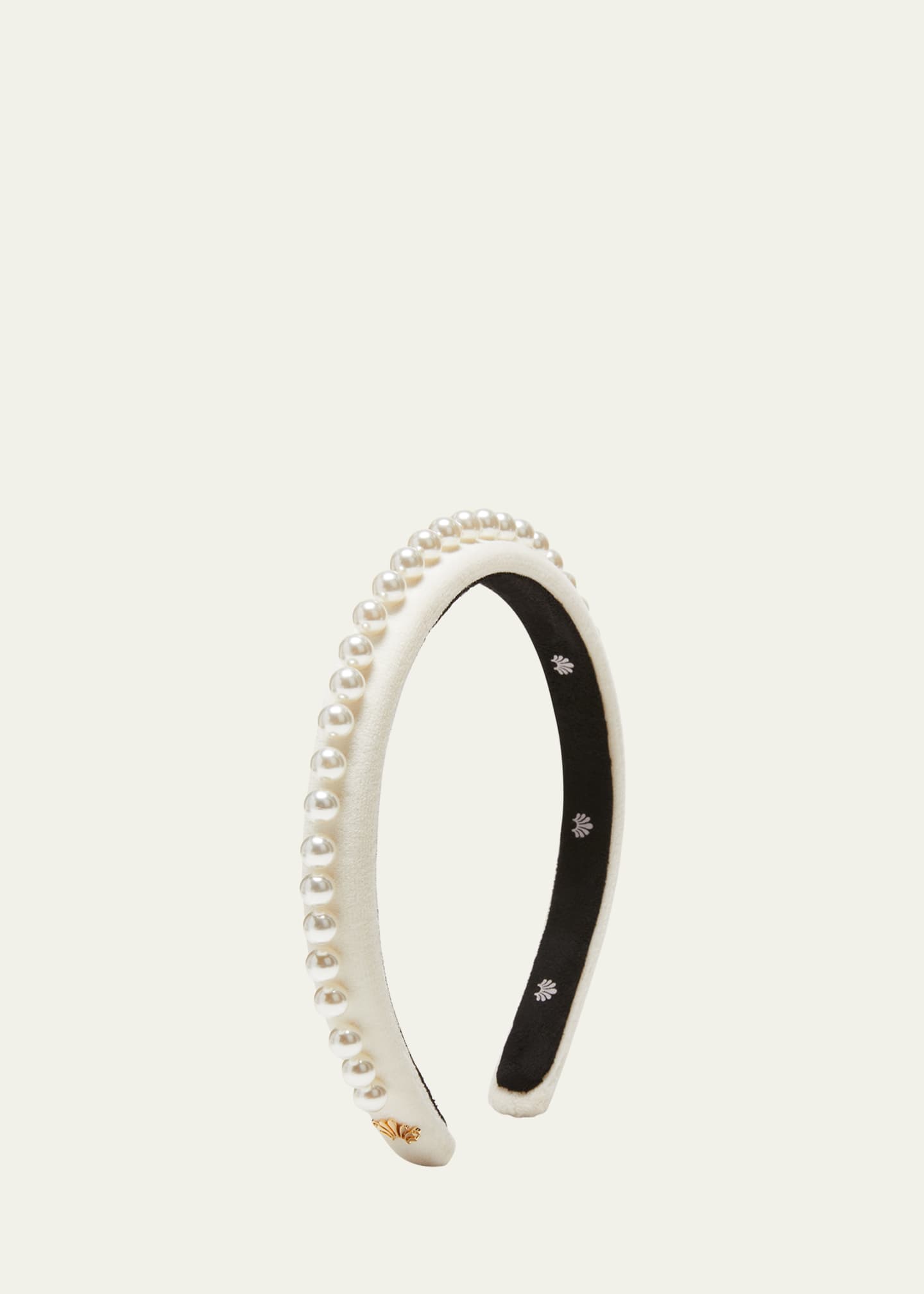 Lele Sadoughi Pearly Embellished Gigi Velvet Headband