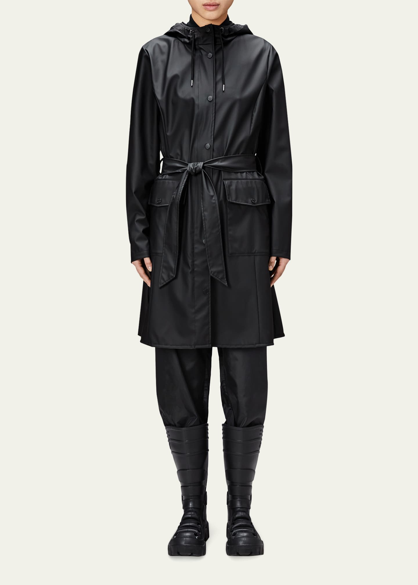 Belted raincoat with hood shop