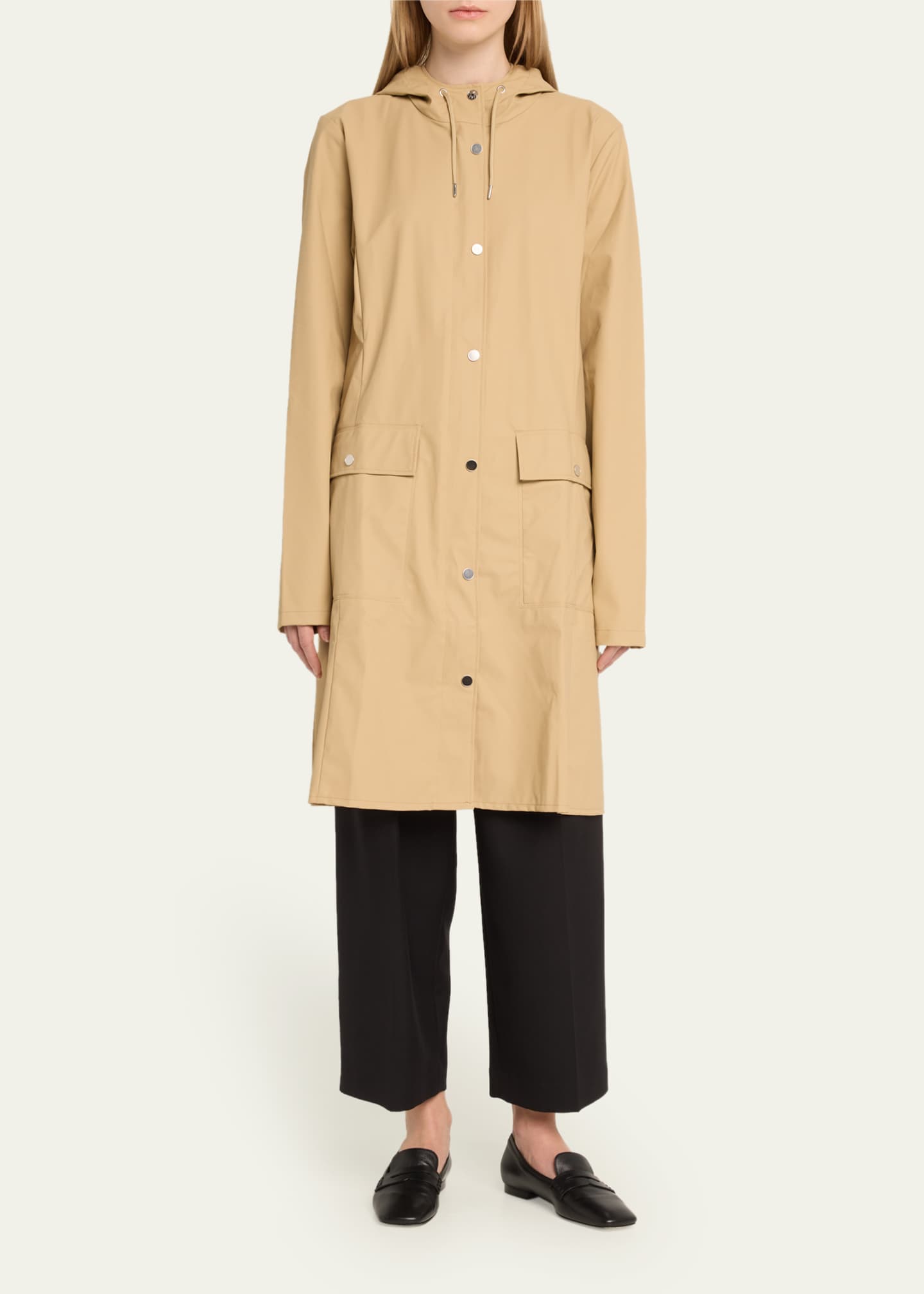 Rains Curve Belted Trench Coat with Drawstring Hood Image 2 of 5