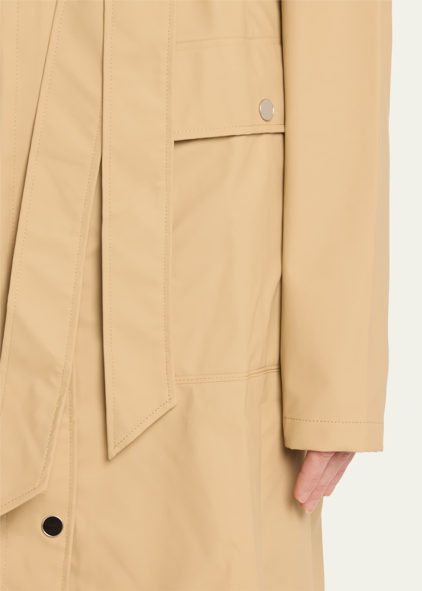 Rains Curve Belted Trench Coat with Drawstring Hood Image 5 of 5