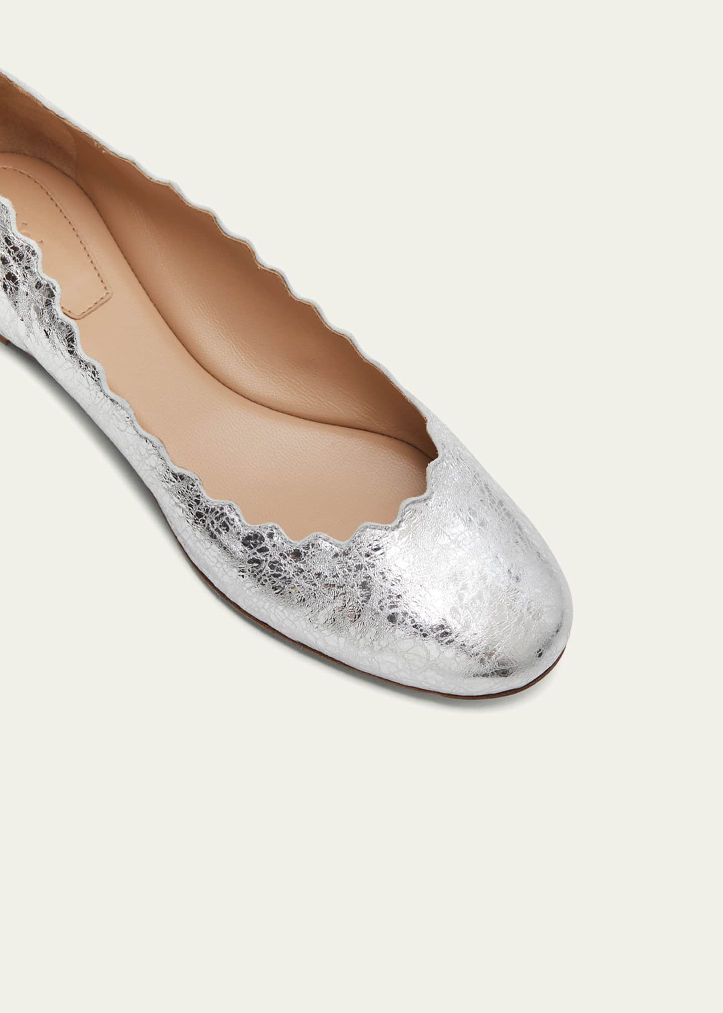Chloe Lauren Metallic Crinkle Leather Ballet Flats Bergdorf Goodman