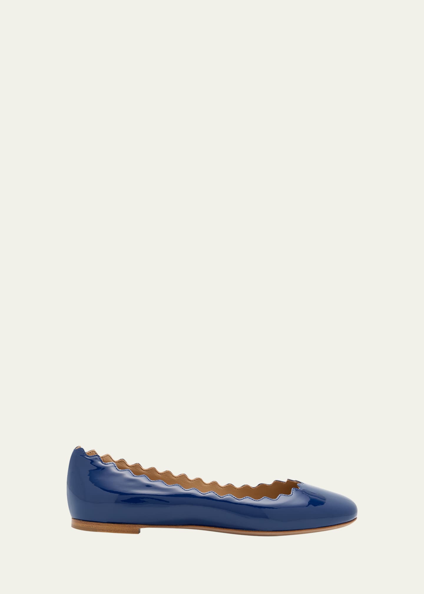 Chloe Lauren Patent Leather Scalloped Ballet Flats Image 1 of 6