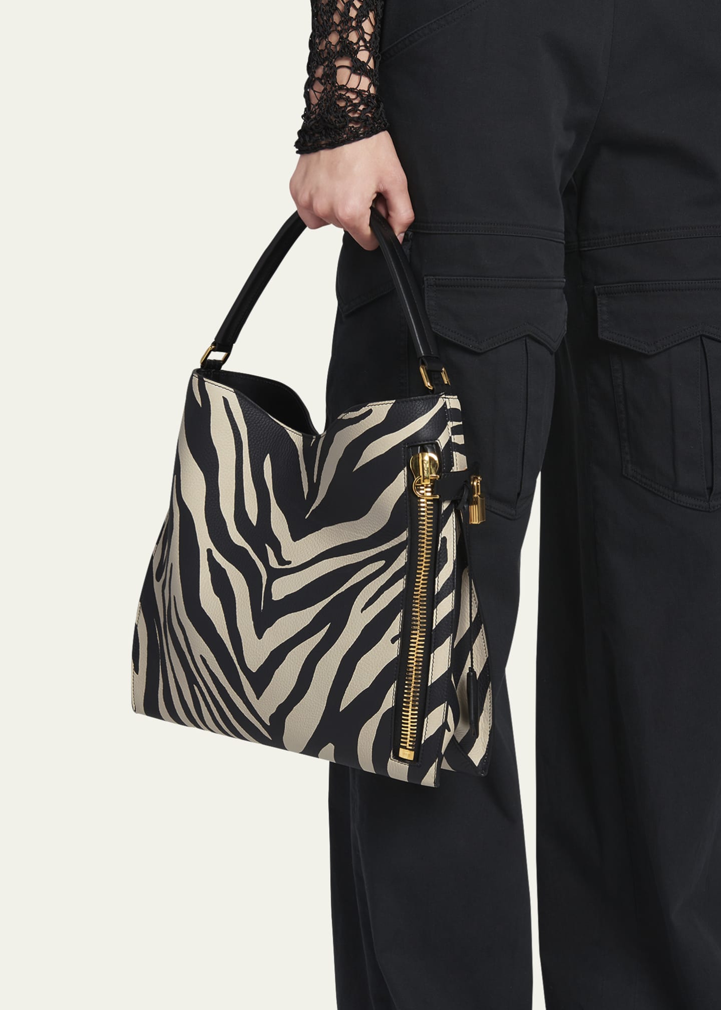 TOM FORD Alix Small Zebra-Print Leather Hobo Bag - Bergdorf Goodman