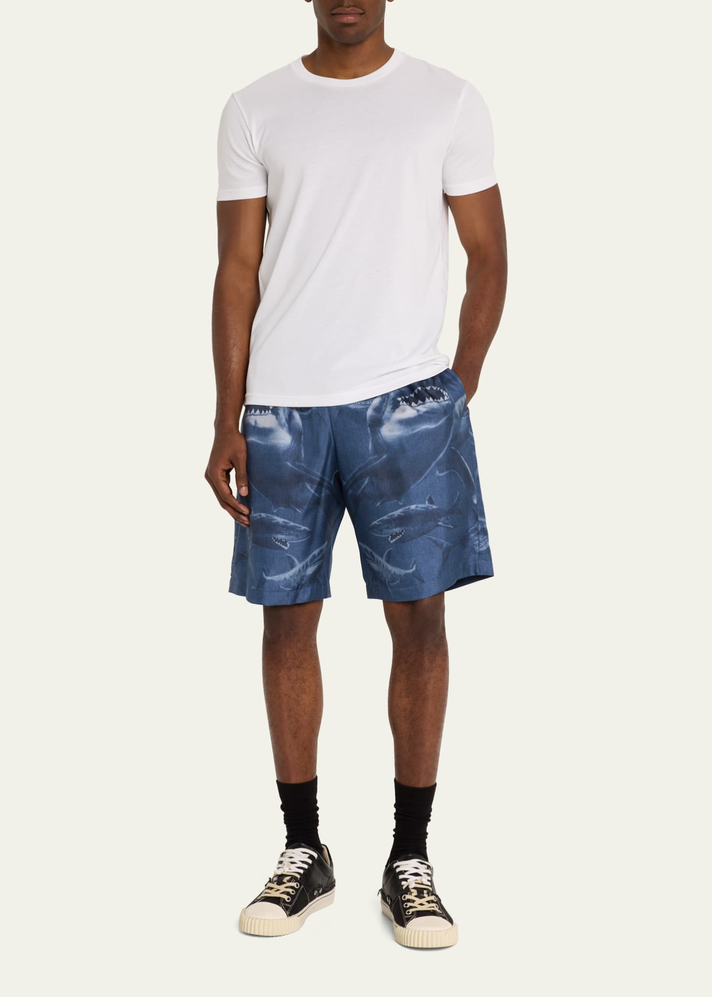 Burberry Men s Silk Shark Print Shorts Bergdorf Goodman