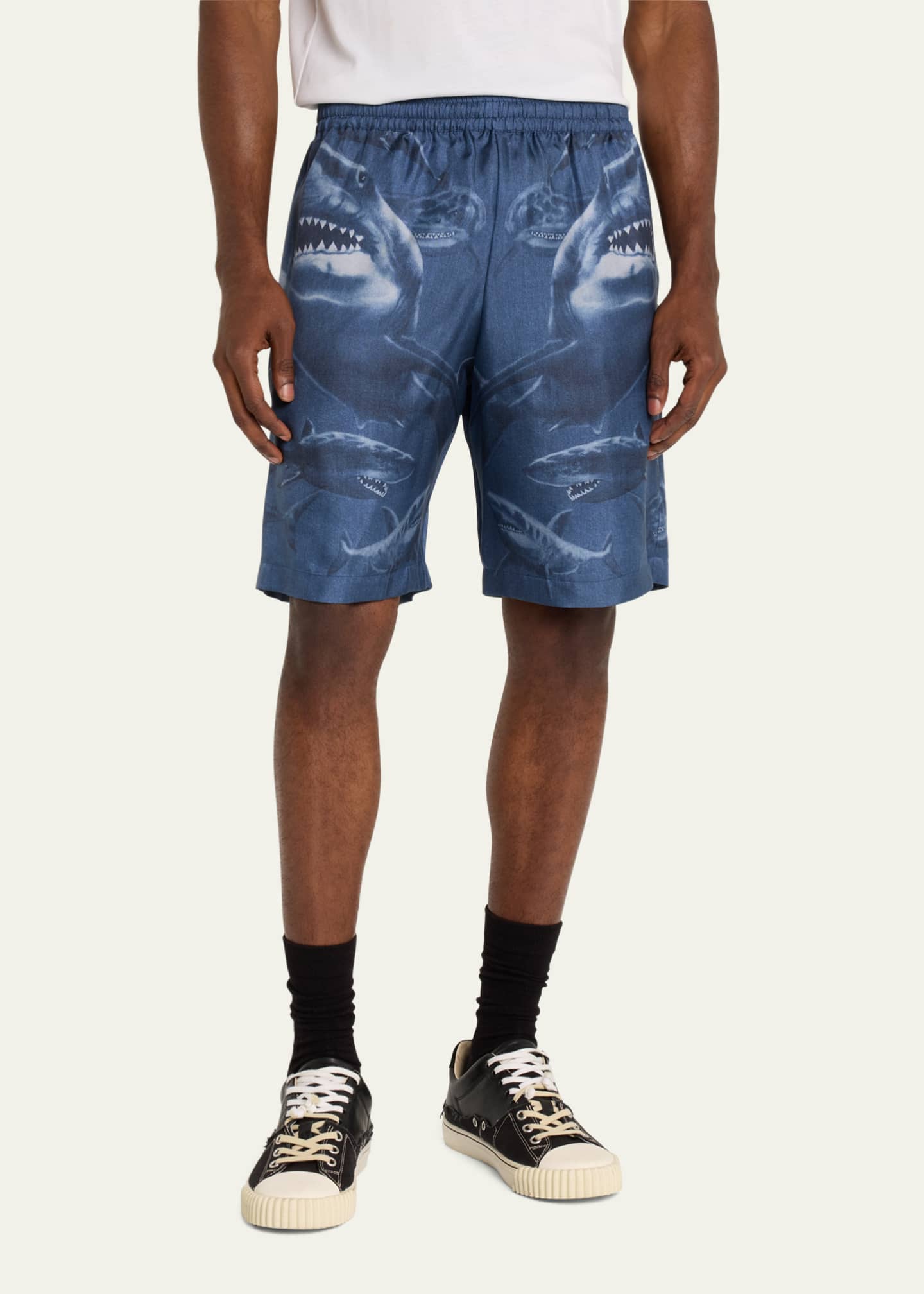 Burberry Men s Silk Shark Print Shorts Bergdorf Goodman