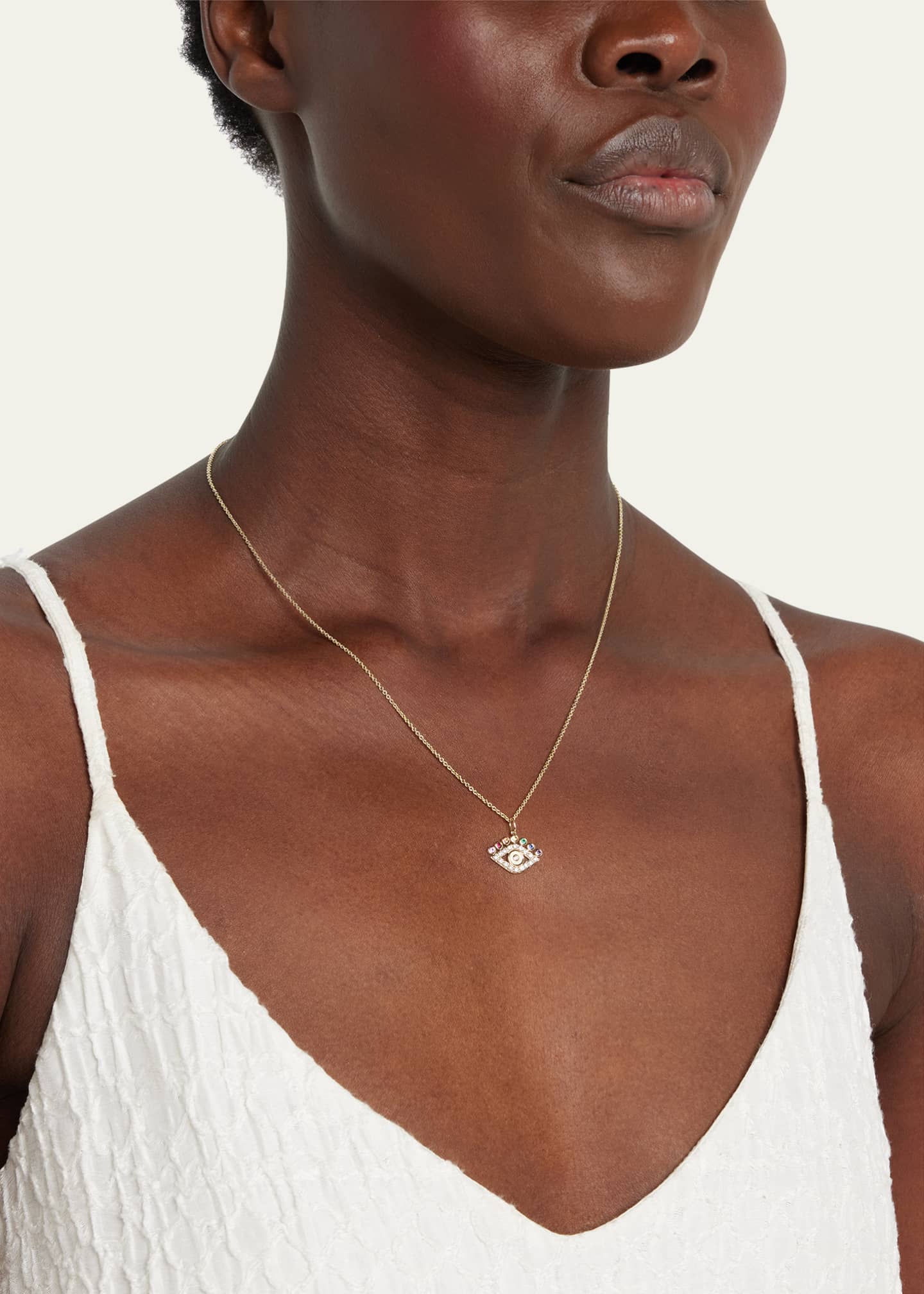 Sydney Evan 14k Yellow Gold Evil Eye Petals Charm Necklace
