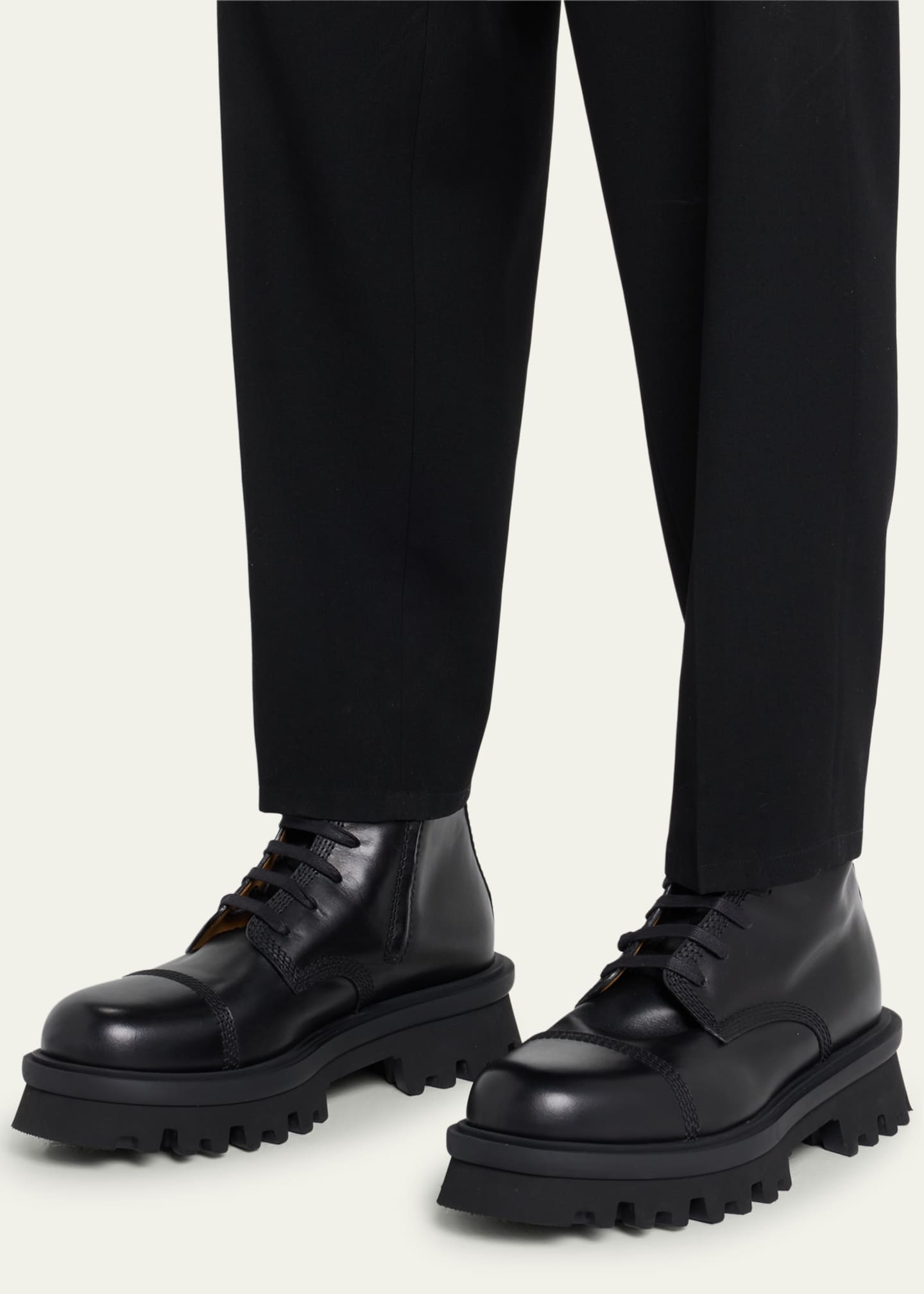 Ferragamo Men's Faraway Leather Combat Boots - Bergdorf Goodman