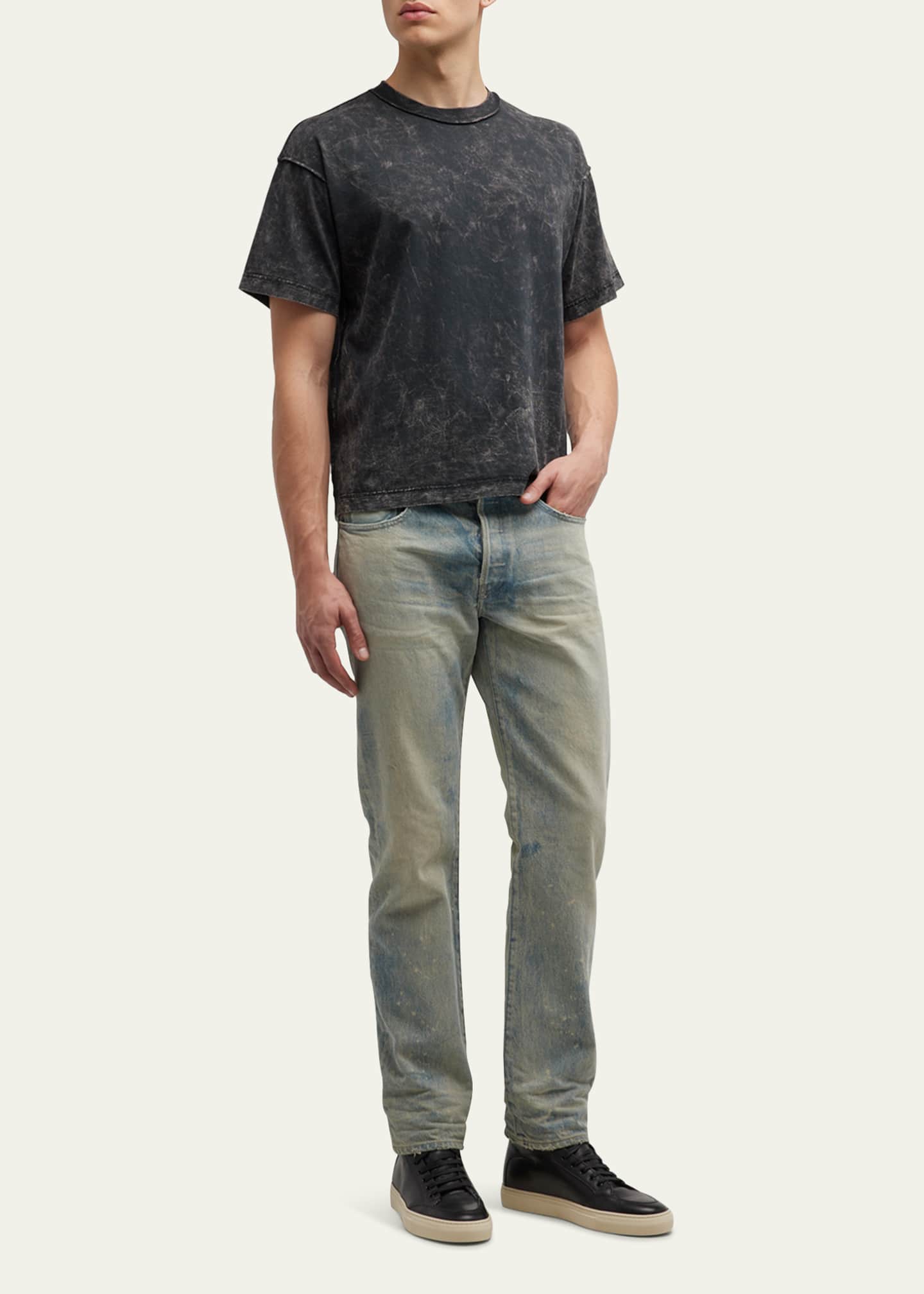John Elliott Men's Mineral Wash Cropped Tee Bergdorf Goodman