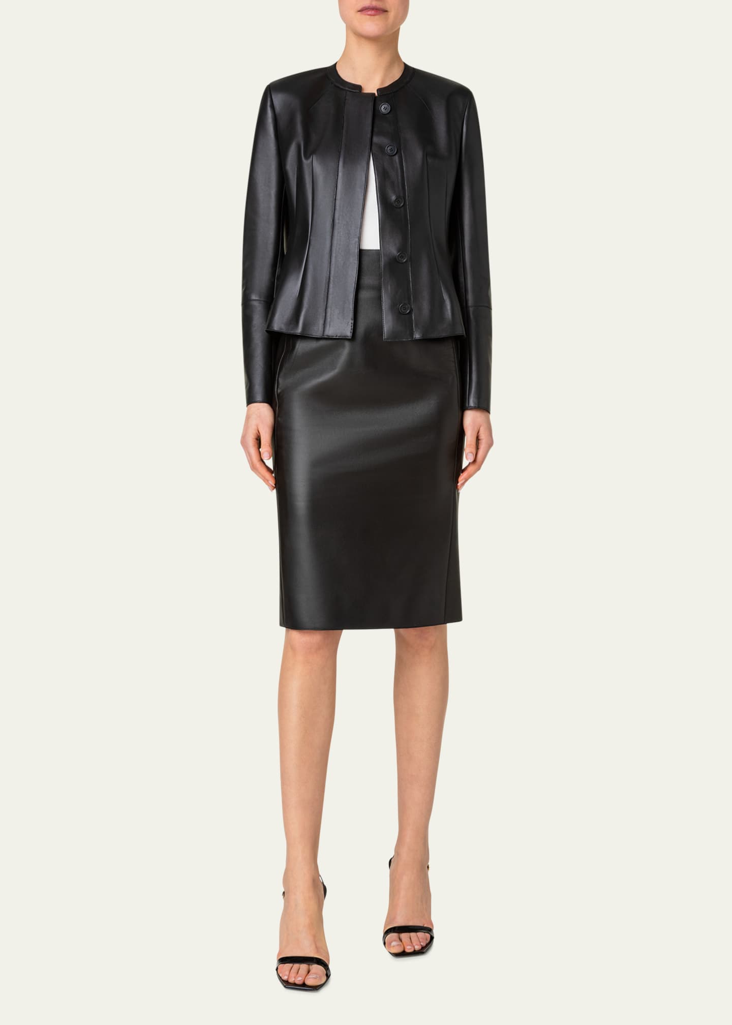 Vince collarless deals leather jacket
