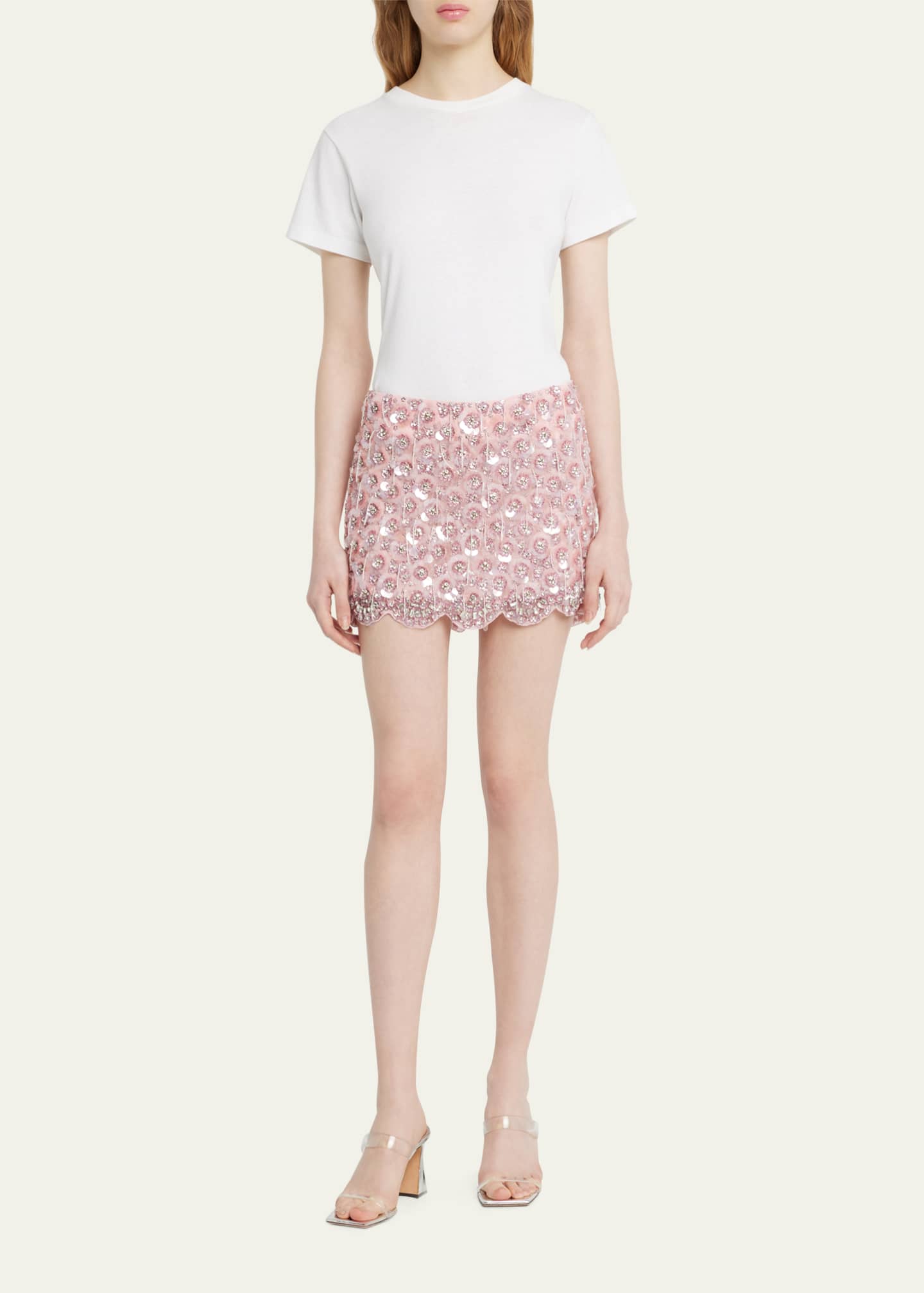 All Over Crystal Embroidered Mini Dress
