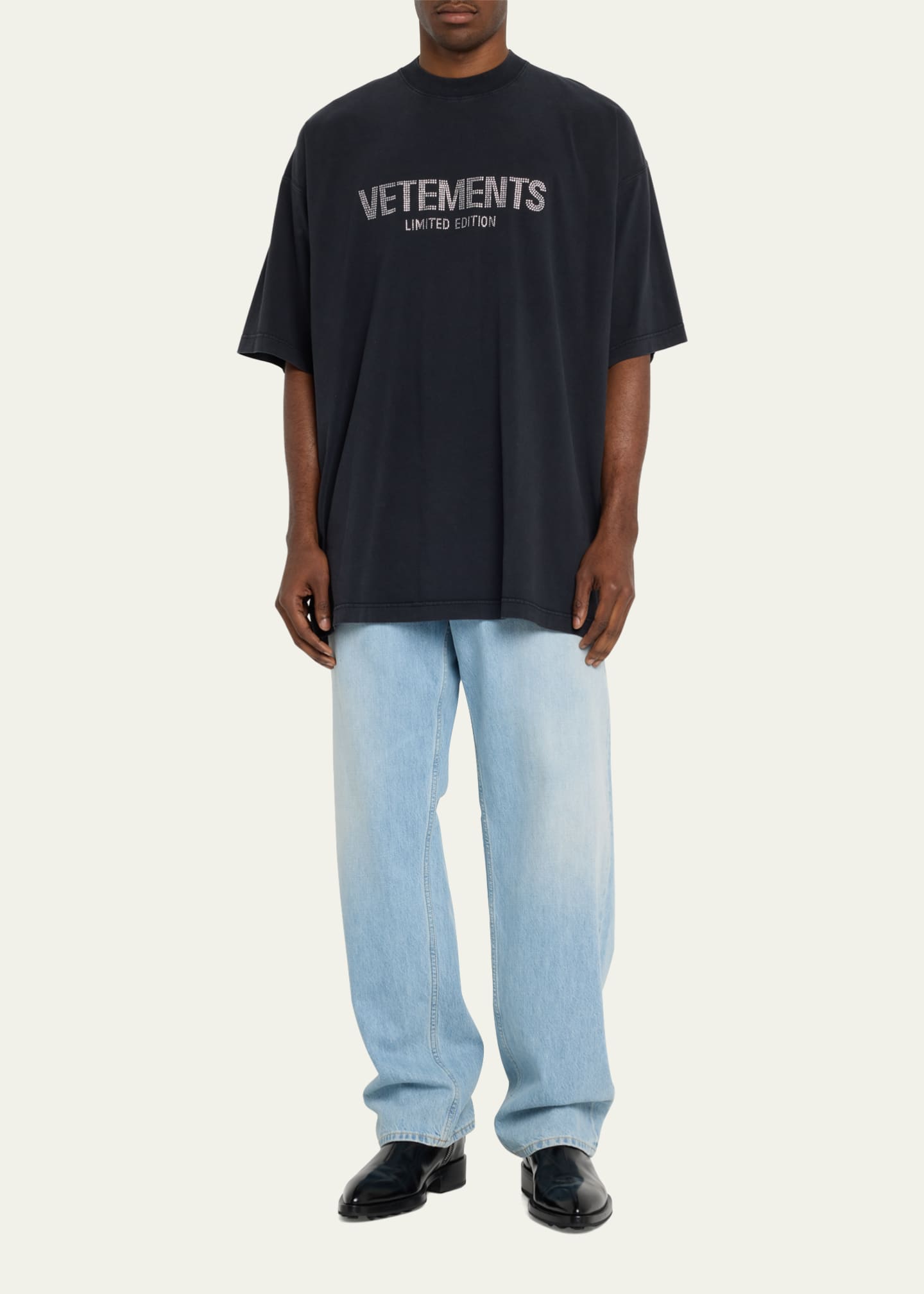 Vetements Men s Jersey Crystal Logo T Shirt Bergdorf Goodman