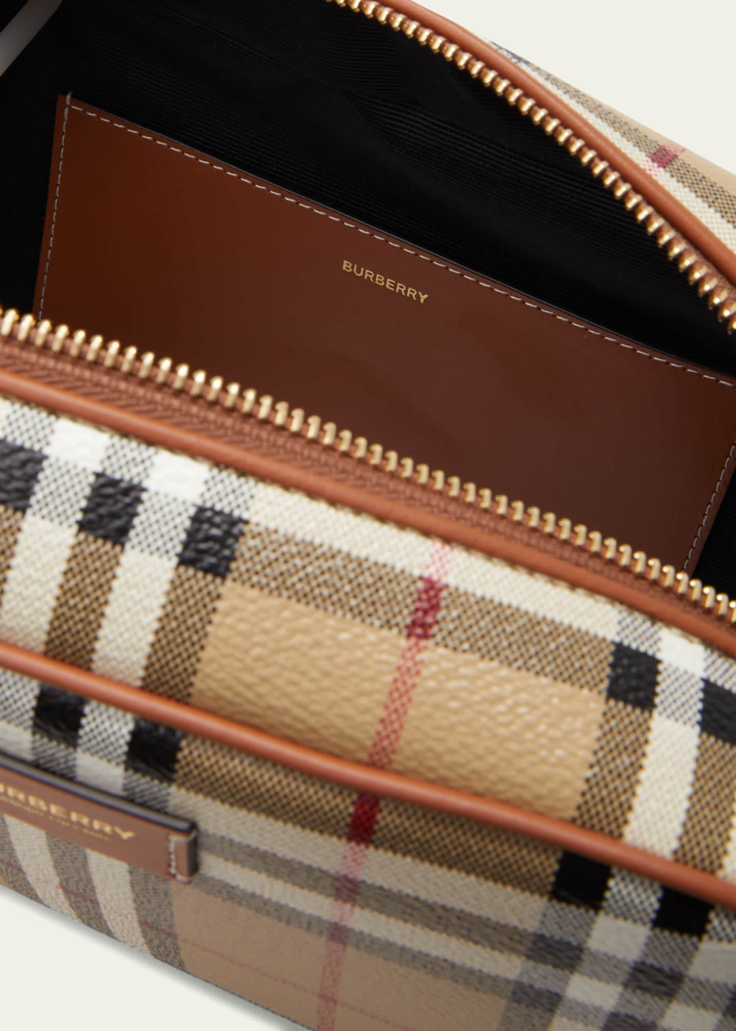 Burberry Check Zipped Pouch - Brown