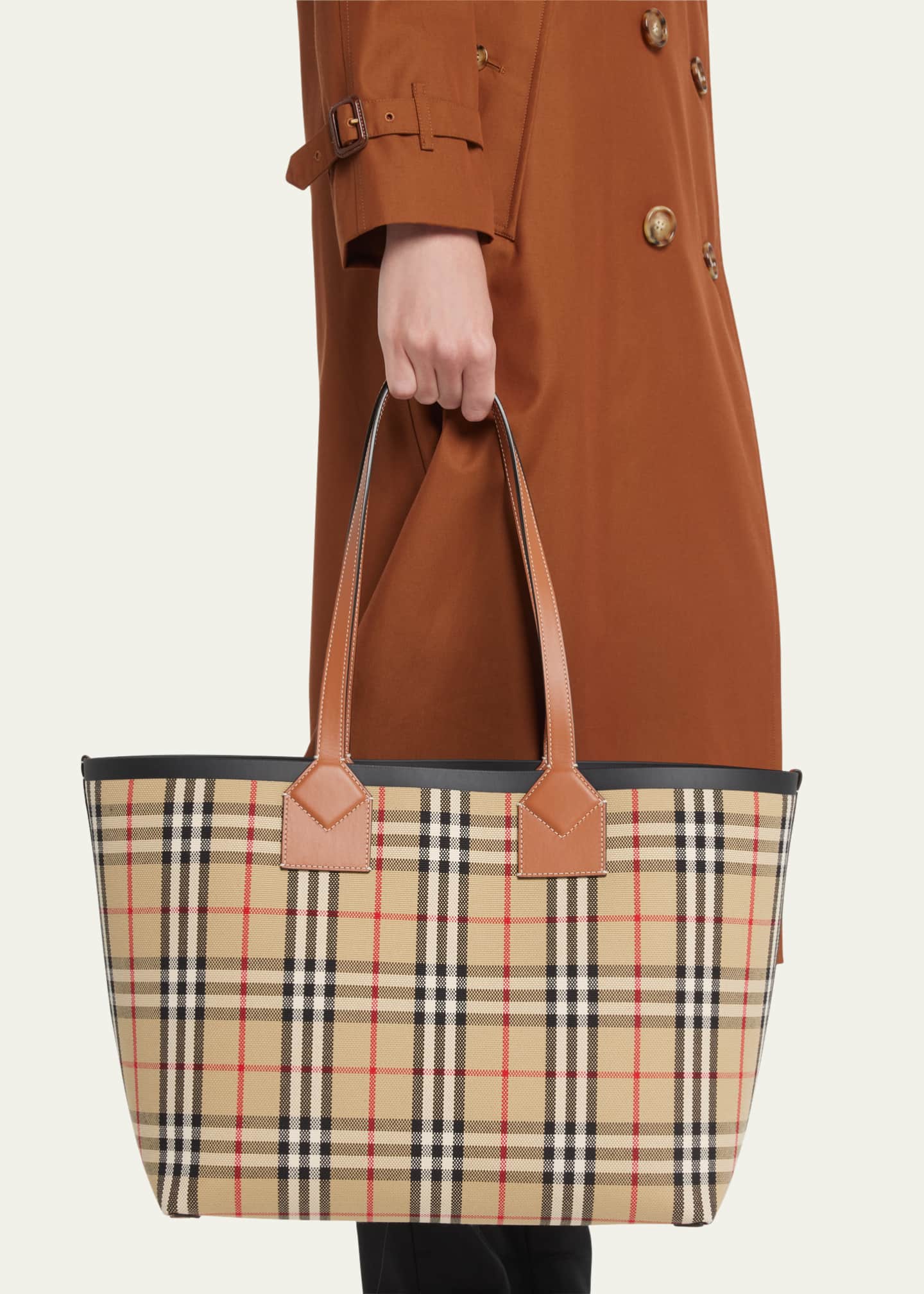 Burberry Medium Check & Leather Tote Bag