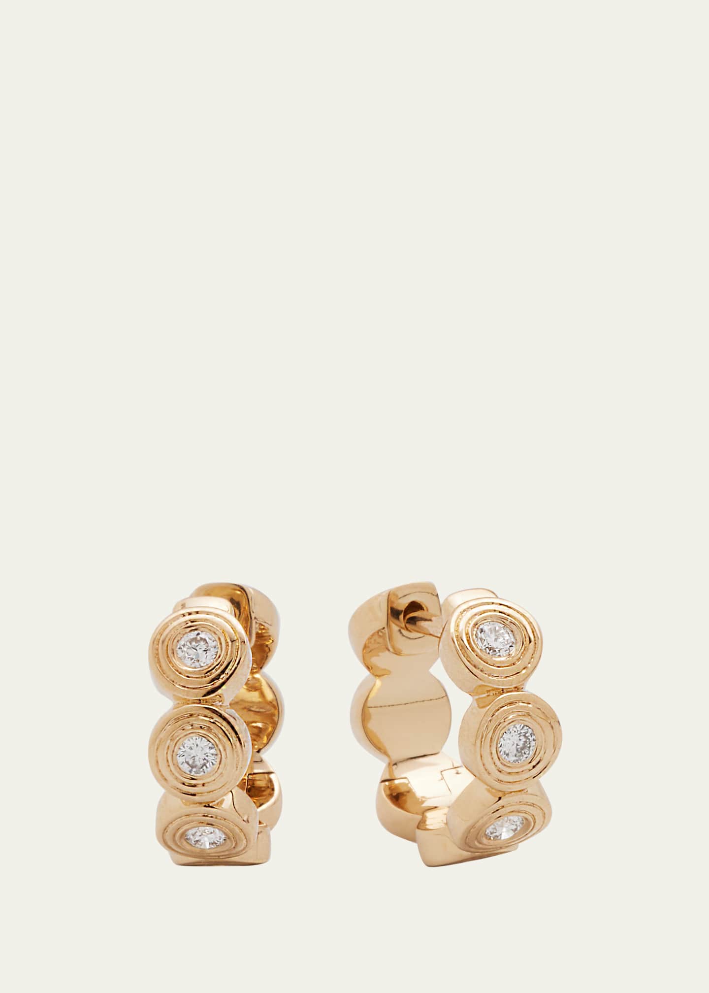 Sydney Evan 14k Yellow Gold Fluted Huggie Earrings With Diamonds Image 1 of 4