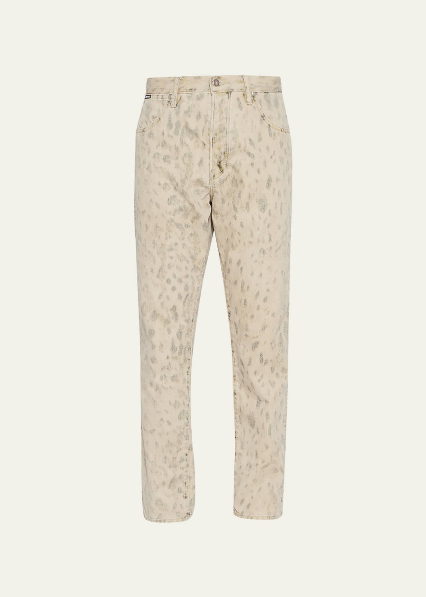 TOM FORD Men's Washed Leopard Denim Jeans - Bergdorf Goodman