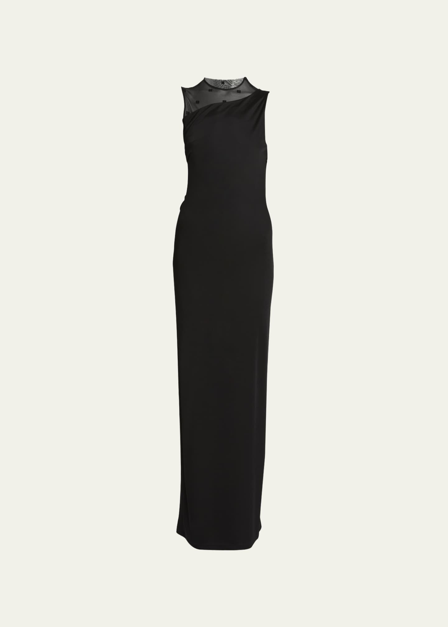 Givenchy Satin Column Gown with Tulle Inset Detail - Bergdorf Goodman
