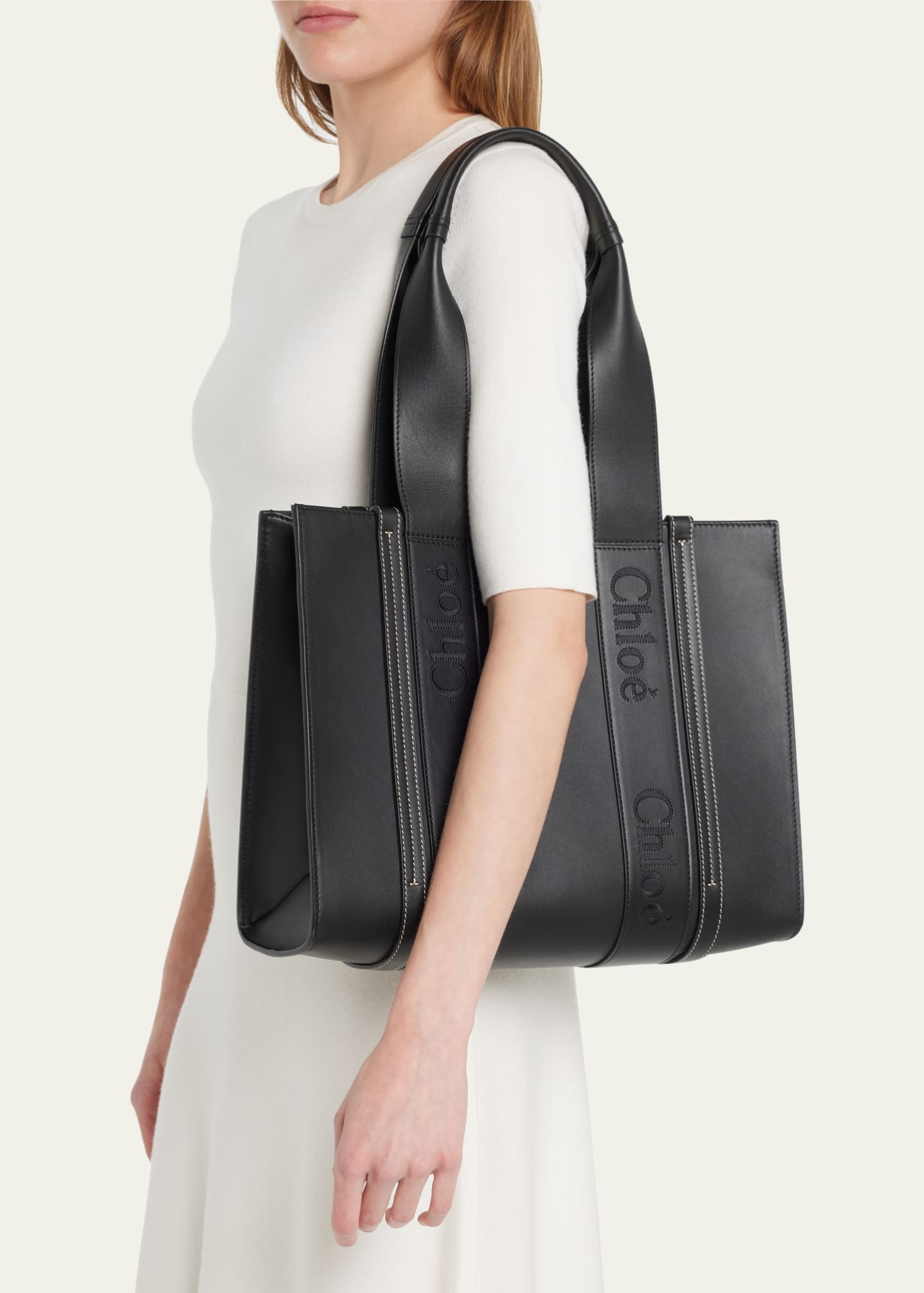 Black Medium Leather Tote